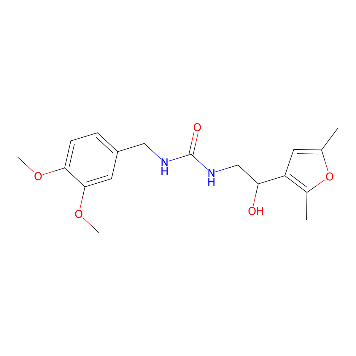 1-[(3,4-Dimethoxyphenyl)methyl]-3-[2-(2,5-dimethylfuran-3-yl)-2-hydroxyethyl]urea molecular structure, CAS 2319841-56-8