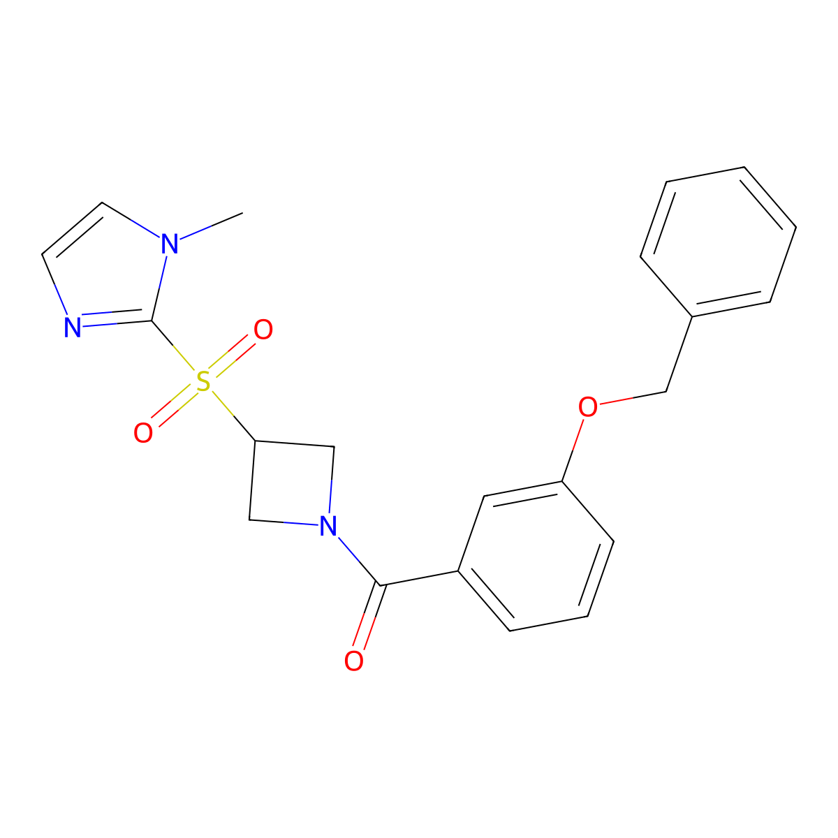 2-({1-[3-(benzyloxy)benzoyl]azetidin-3-yl}sulfonyl)-1-methyl-1H-imidazole molecular structure, CAS 2319841-76-2