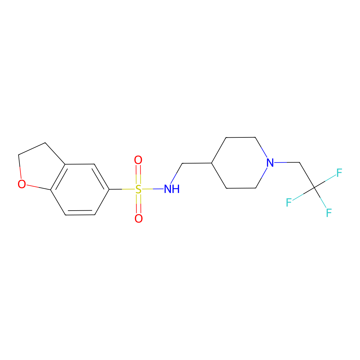 N-{[1-(2,2,2-trifluoroethyl)piperidin-4-yl]methyl}-2,3-dihydro-1-benzofuran-5-sulfonamide molecular structure, CAS 2319844-88-5