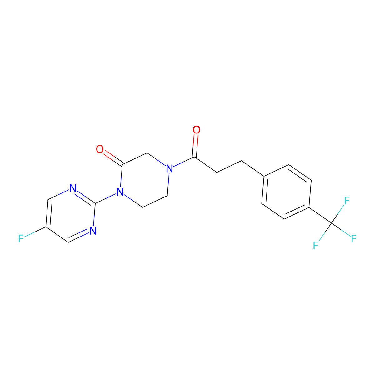 1-(5-Fluoropyrimidin-2-yl)-4-{3-[4-(trifluoromethyl)phenyl]propanoyl}piperazin-2-one molecular structure, CAS 2319846-70-1