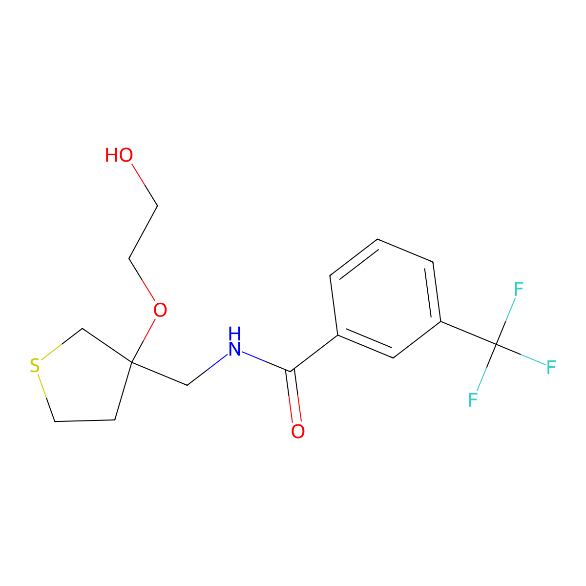 N-{[3-(2-hydroxyethoxy)thiolan-3-yl]methyl}-3-(trifluoromethyl)benzamide molecular structure, CAS 2319847-21-5