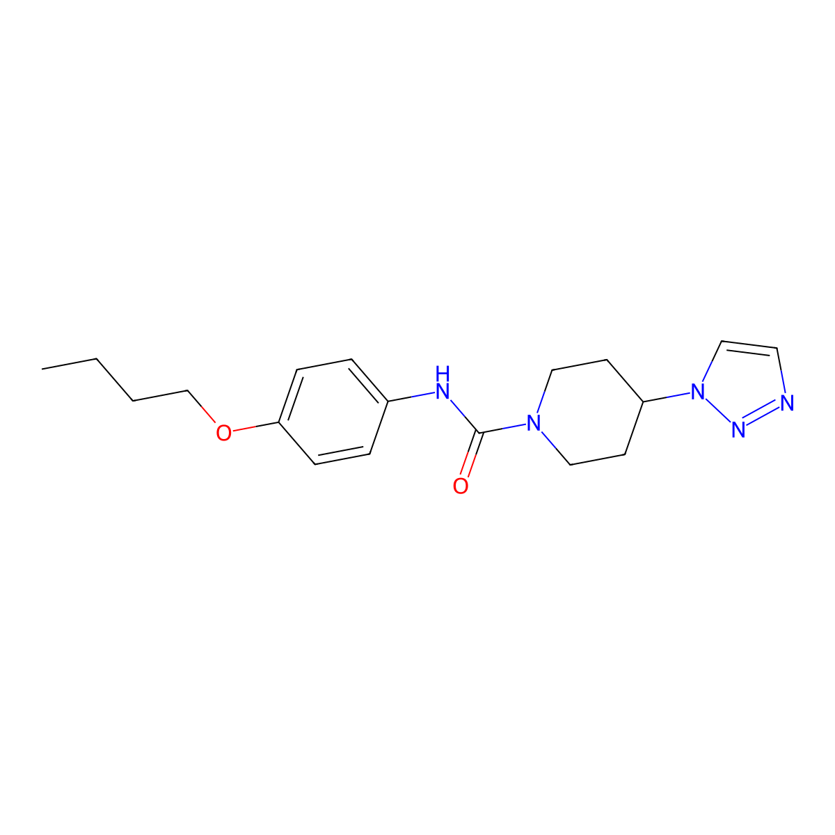 N-(4-butoxyphenyl)-4-(1H-1,2,3-triazol-1-yl)piperidine-1-carboxamide molecular structure, CAS 2319847-33-9