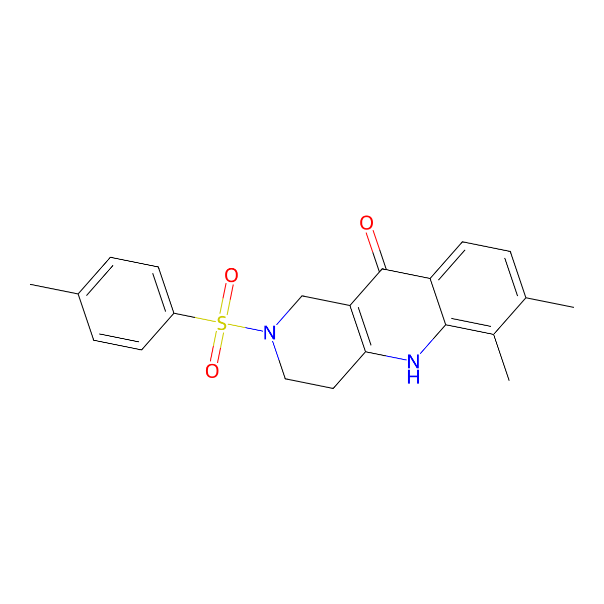 6,7-dimethyl-2-(4-methylbenzenesulfonyl)-1H,2H,3H,4H,5H,10H-benzo[b]1,6-naphthyridin-10-one molecular structure, CAS 2319847-34-0