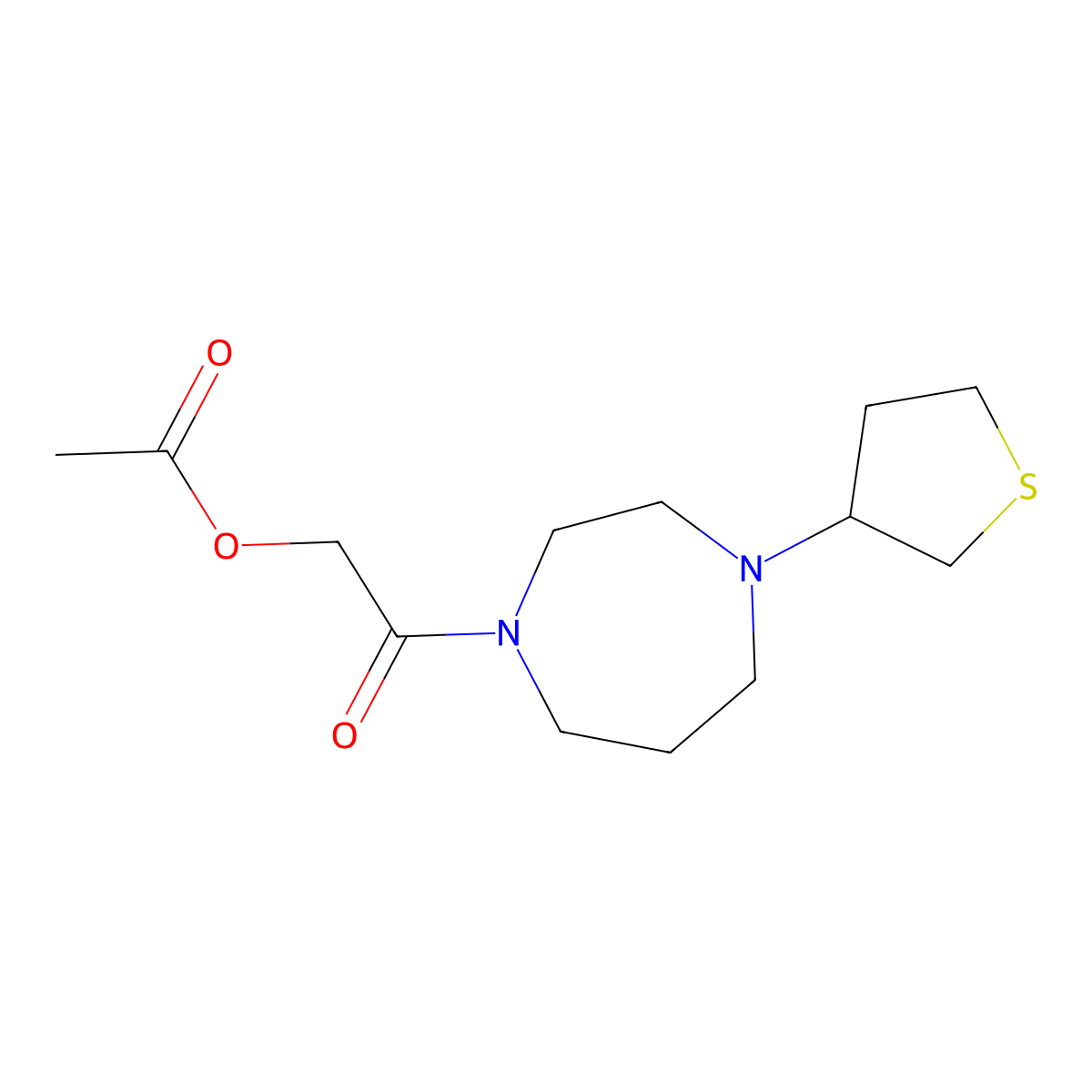 2-Oxo-2-[4-(thiolan-3-yl)-1,4-diazepan-1-yl]ethyl acetate molecular structure, CAS 2319848-07-0