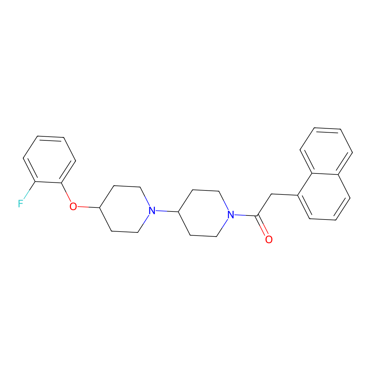1-[4-(2-Fluorophenoxy)-[1,4'-bipiperidine]-1'-yl]-2-(naphthalen-1-yl)ethan-1-one molecular structure, CAS 2319848-08-1