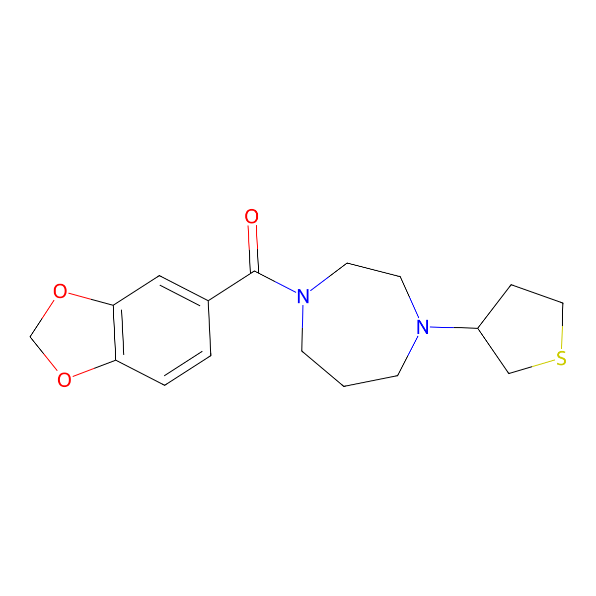 1-(2H-1,3-benzodioxole-5-carbonyl)-4-(thiolan-3-yl)-1,4-diazepane molecular structure, CAS 2319848-30-9