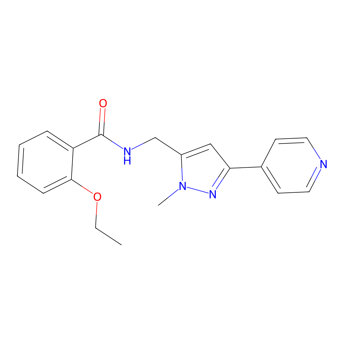 2-ethoxy-N-{[1-methyl-3-(pyridin-4-yl)-1H-pyrazol-5-yl]methyl}benzamide molecular structure, CAS 2319849-19-7
