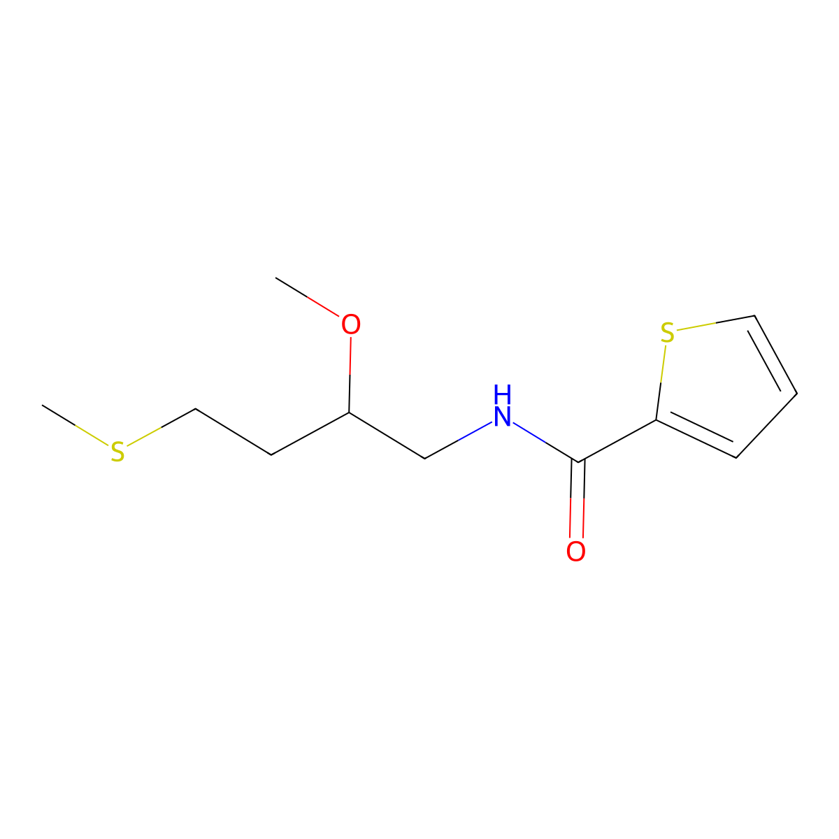 N-[2-methoxy-4-(methylsulfanyl)butyl]thiophene-2-carboxamide molecular structure, CAS 2319849-33-5