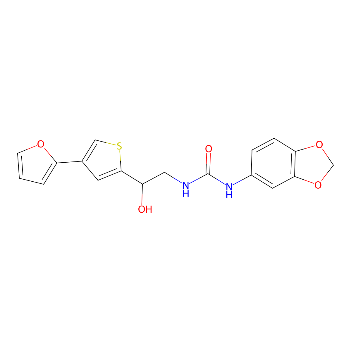 1-(2H-1,3-benzodioxol-5-yl)-3-{2-[4-(furan-2-yl)thiophen-2-yl]-2-hydroxyethyl}urea molecular structure, CAS 2319849-54-0