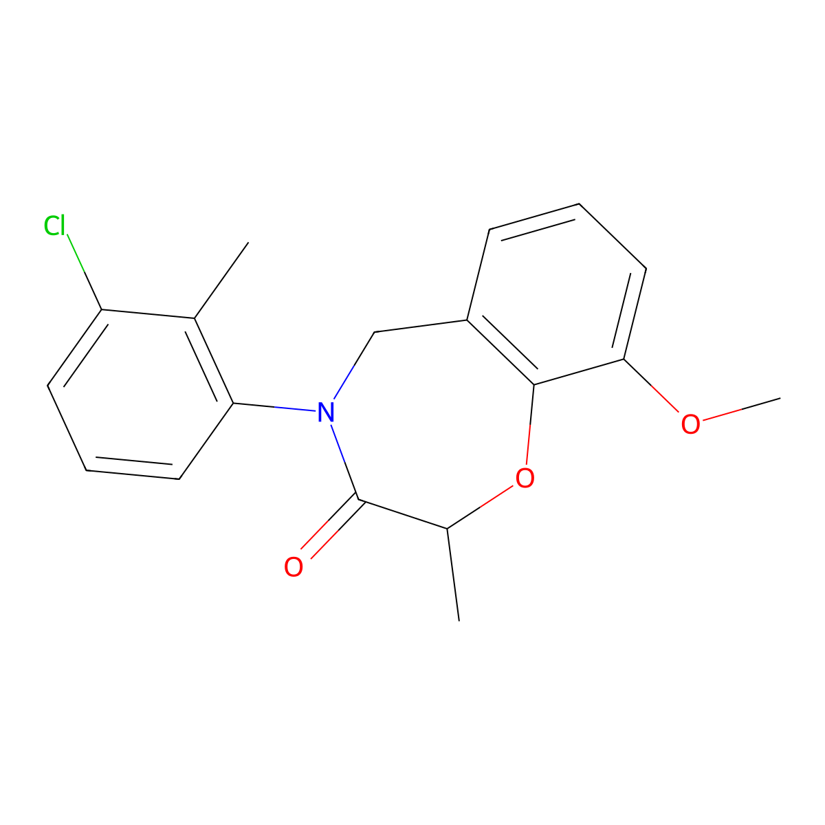 4-(3-Chloro-2-methylphenyl)-9-methoxy-2-methyl-2,3,4,5-tetrahydro-1,4-benzoxazepin-3-one molecular structure, CAS 2319849-64-2