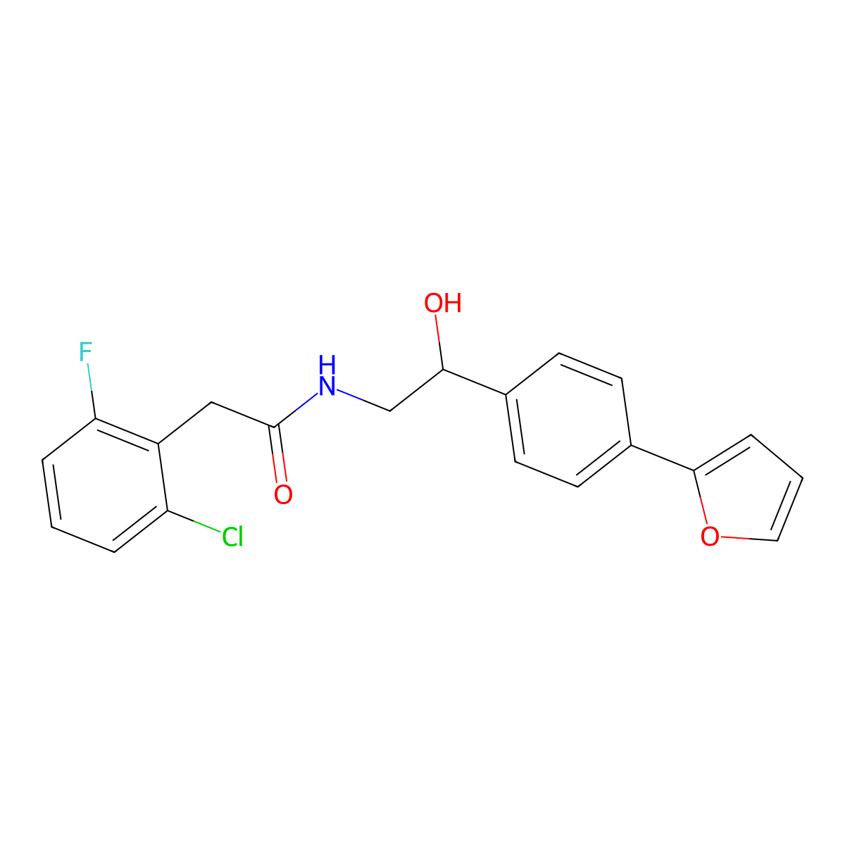 2-(2-chloro-6-fluorophenyl)-N-{2-[4-(furan-2-yl)phenyl]-2-hydroxyethyl}acetamide molecular structure, CAS 2319849-66-4