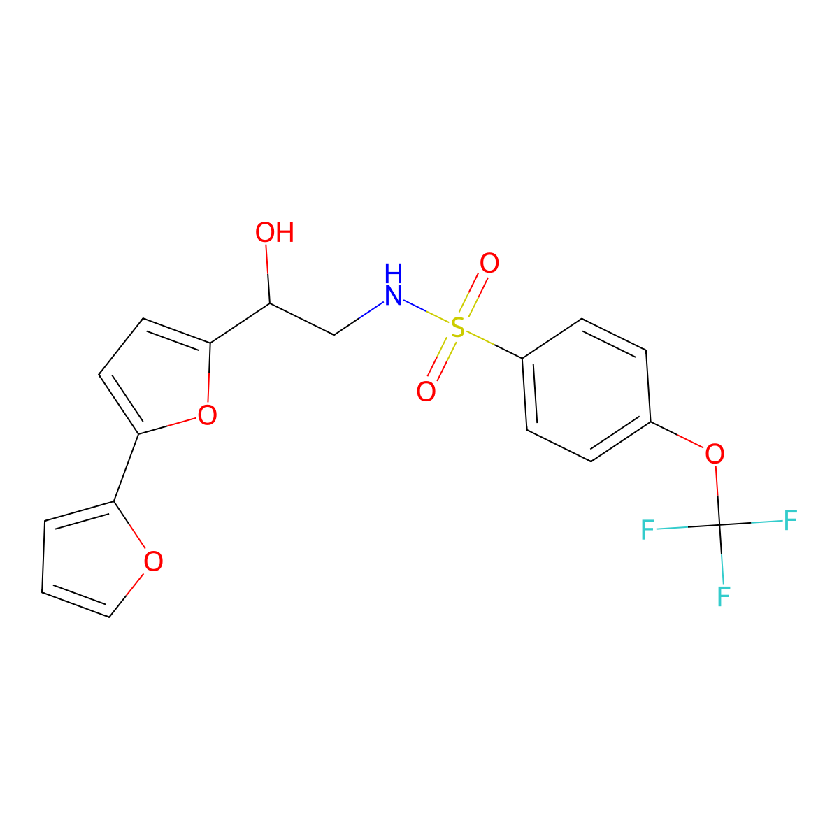 N-(2-{[2,2'-bifuran]-5-yl}-2-hydroxyethyl)-4-(trifluoromethoxy)benzene-1-sulfonamide molecular structure, CAS 2319849-76-6
