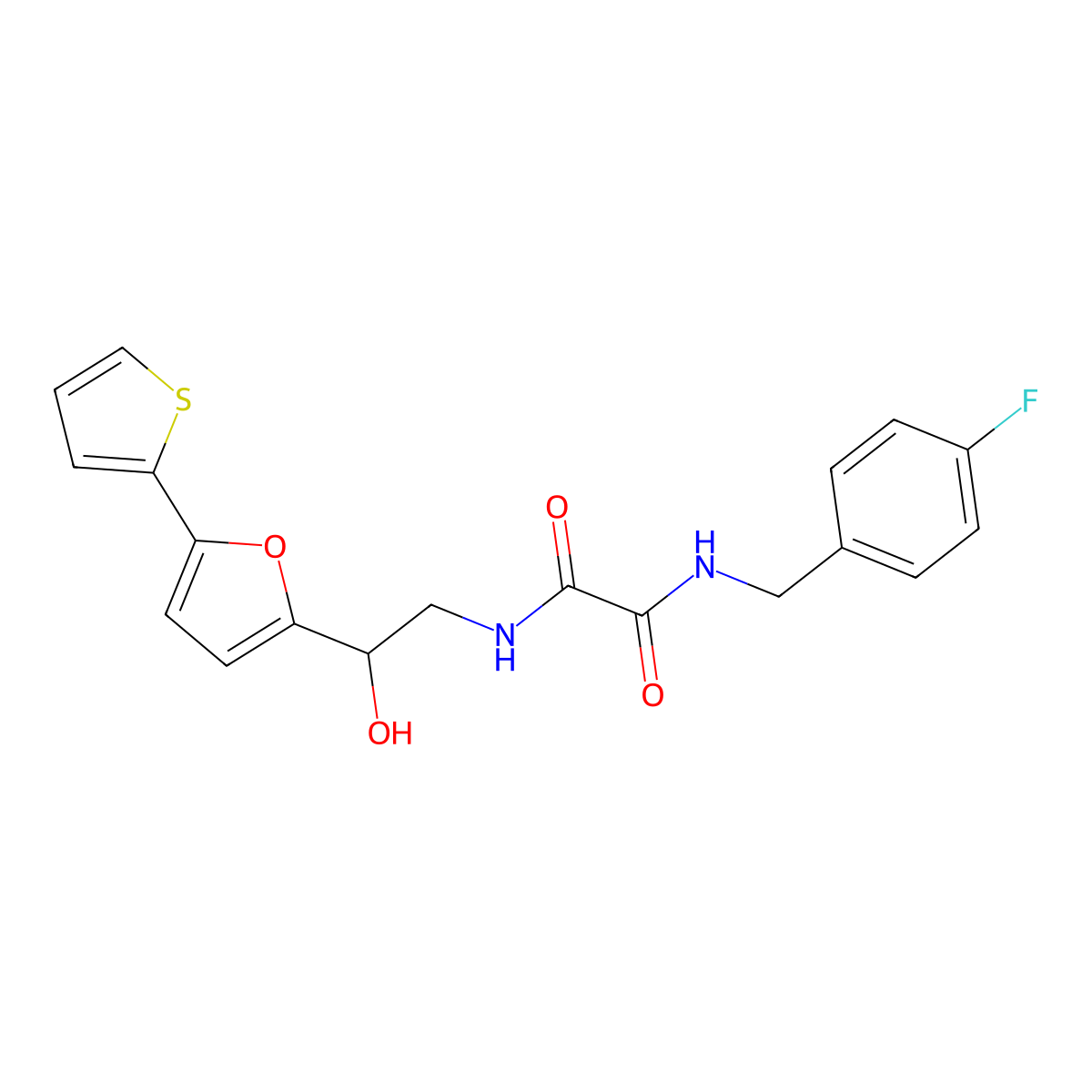 N'-[(4-fluorophenyl)methyl]-N-{2-hydroxy-2-[5-(thiophen-2-yl)furan-2-yl]ethyl}ethanediamide molecular structure, CAS 2319849-84-6