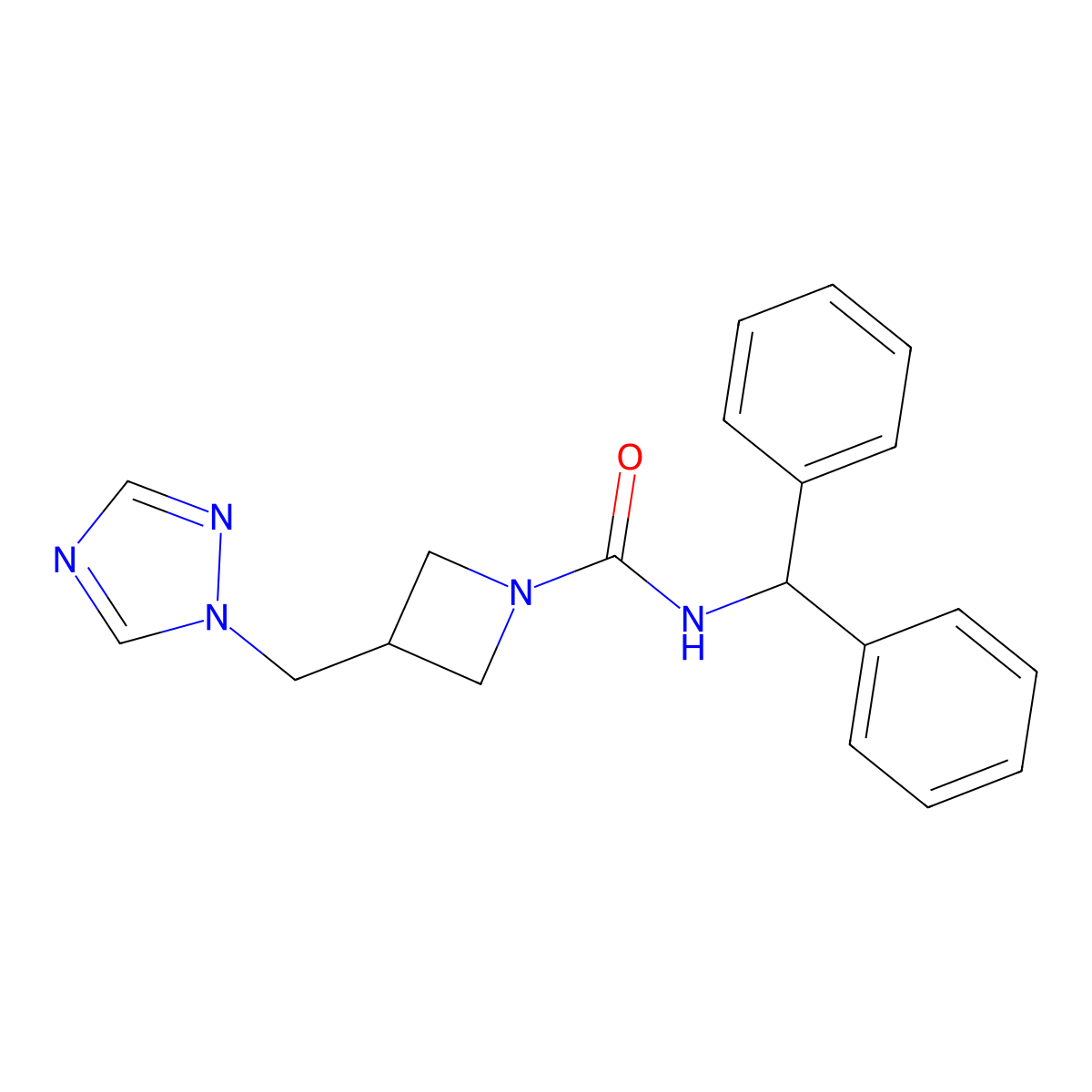 N-(diphenylmethyl)-3-[(1H-1,2,4-triazol-1-yl)methyl]azetidine-1-carboxamide molecular structure, CAS 2319850-01-4