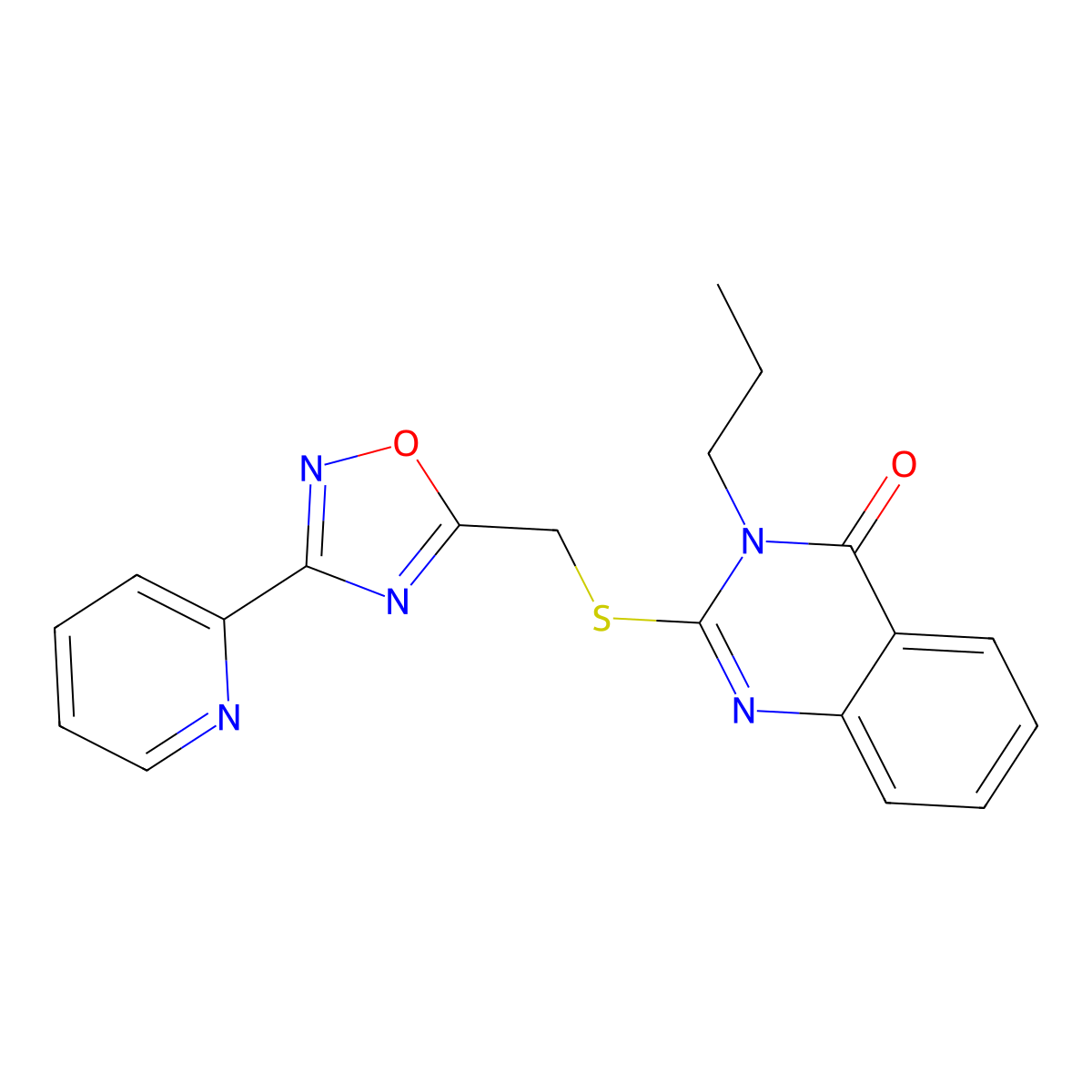 3-Propyl-2-({[3-(pyridin-2-yl)-1,2,4-oxadiazol-5-yl]methyl}sulfanyl)-3,4-dihydroquinazolin-4-one molecular structure, CAS 2319850-11-6
