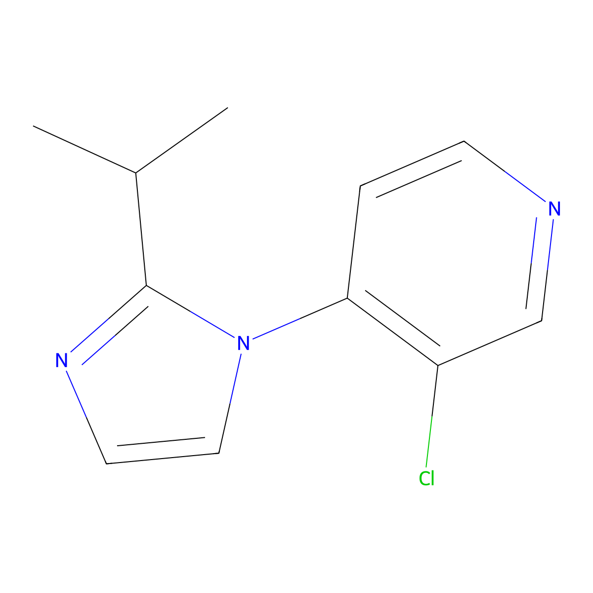 3-Chloro-4-(2-propan-2-ylimidazol-1-yl)pyridine molecular structure, CAS 2319850-19-4