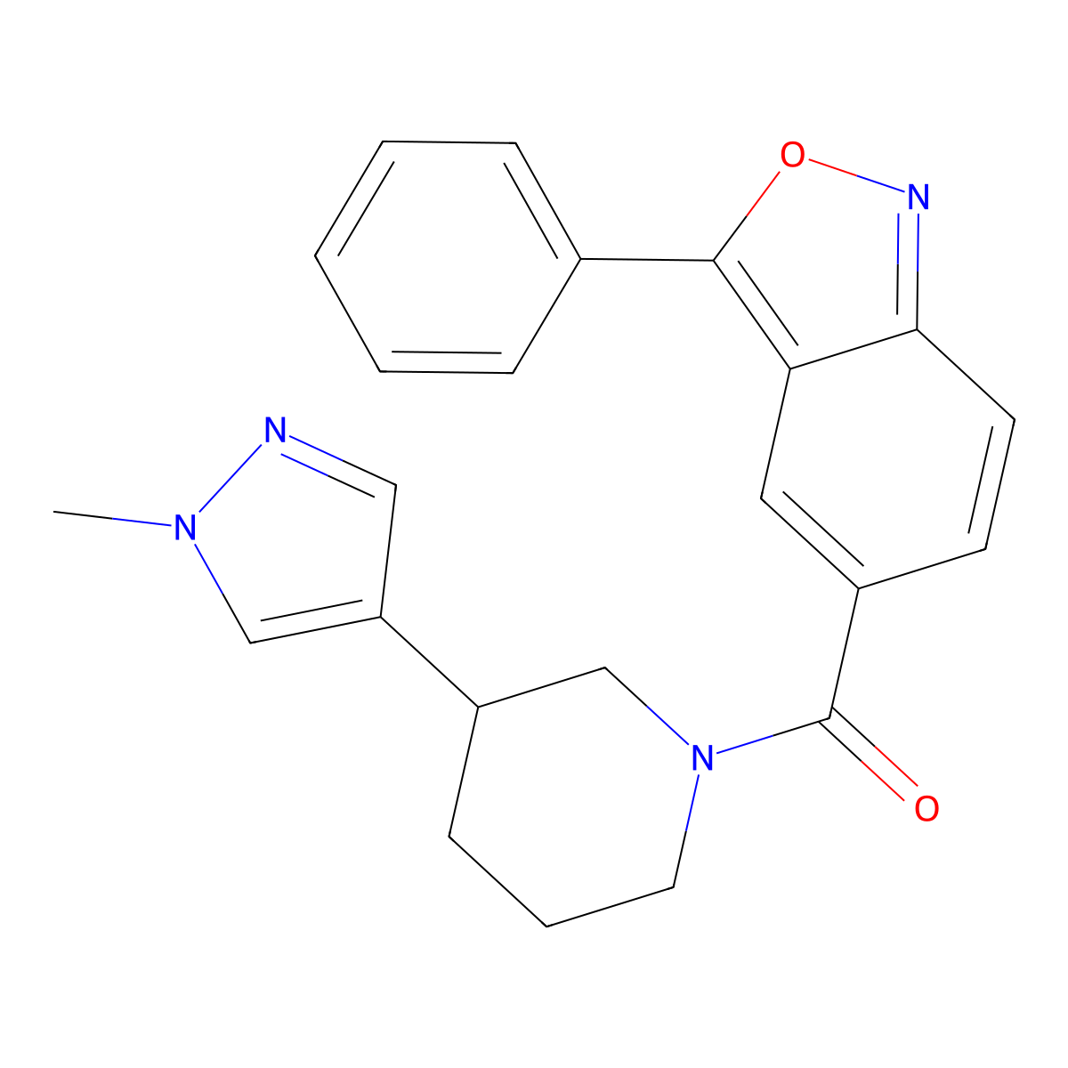 5-[3-(1-methyl-1H-pyrazol-4-yl)piperidine-1-carbonyl]-3-phenyl-2,1-benzoxazole molecular structure, CAS 2319850-24-1