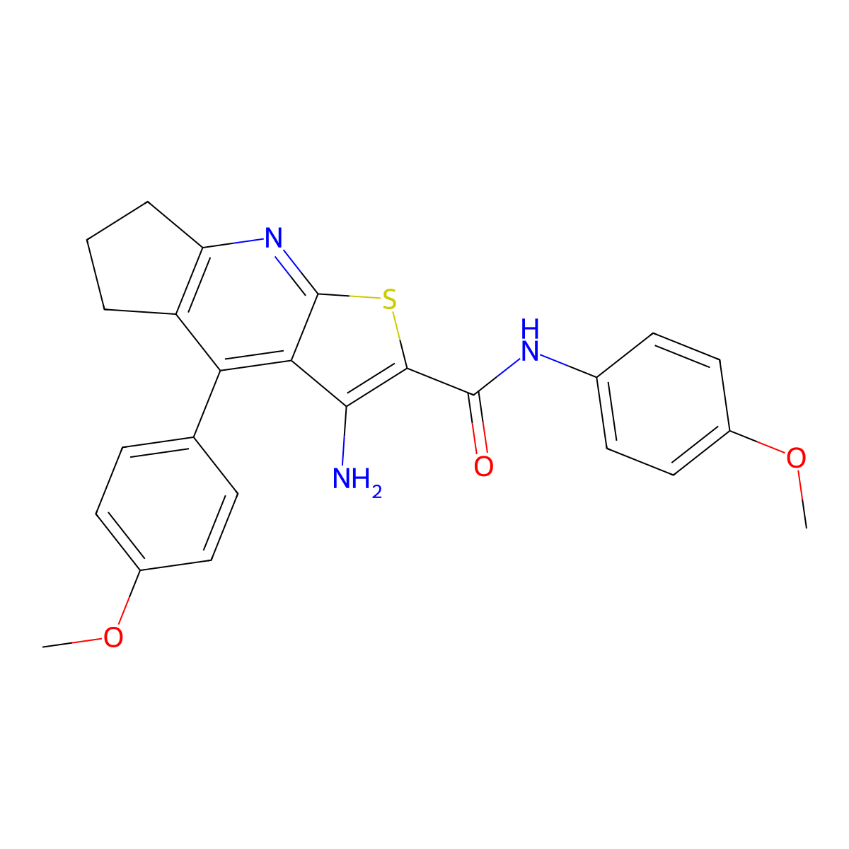 6-amino-N,8-bis(4-methoxyphenyl)-4-thia-2-azatricyclo[7.3.0.0^{3,7}]dodeca-1(9),2,5,7-tetraene-5-carboxamide molecular structure, CAS 2319850-39-8
