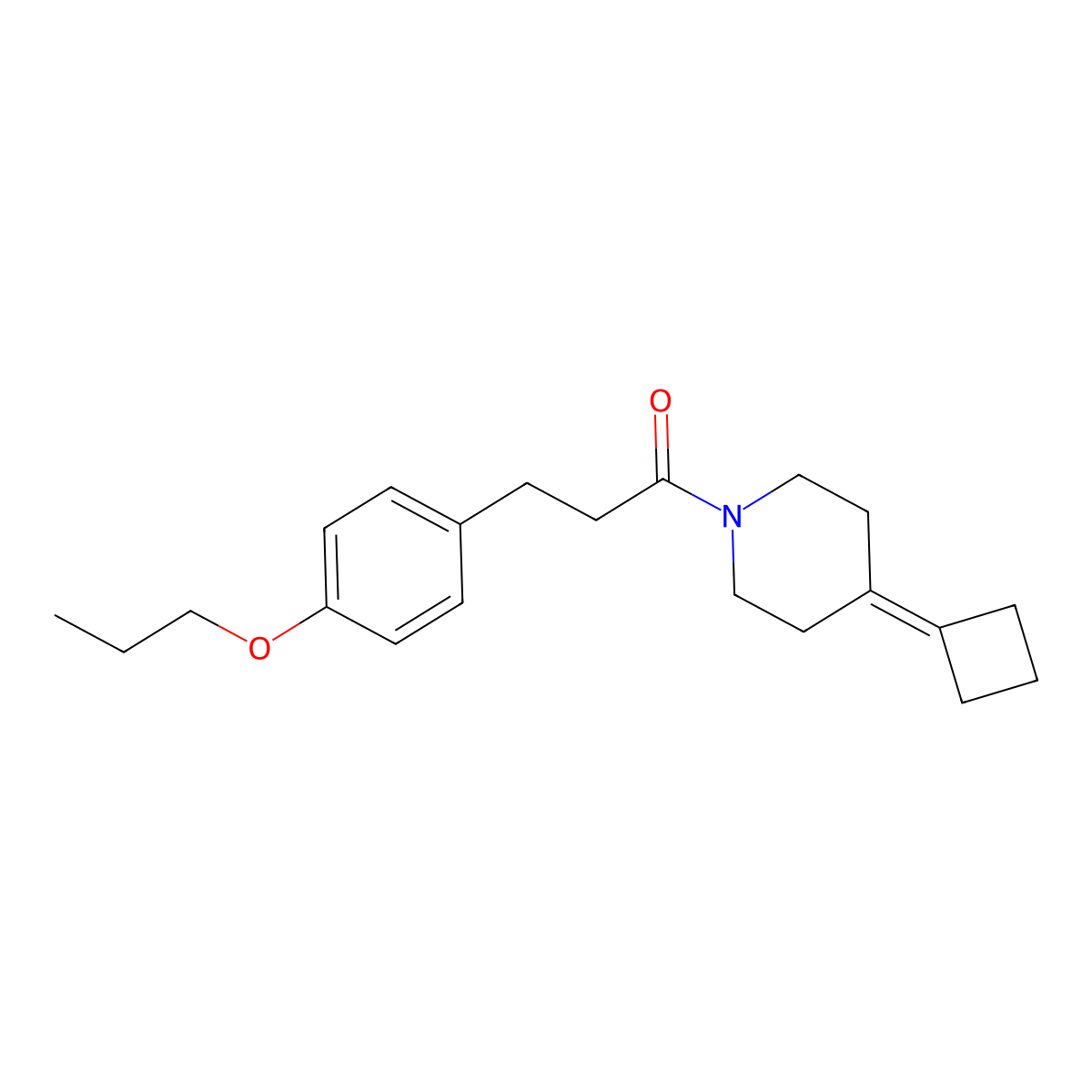 1-(4-Cyclobutylidenepiperidin-1-yl)-3-(4-propoxyphenyl)propan-1-one molecular structure, CAS 2319850-46-7