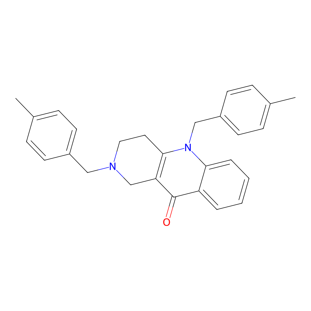 2,5-bis[(4-methylphenyl)methyl]-1H,2H,3H,4H,5H,10H-benzo[b]1,6-naphthyridin-10-one molecular structure, CAS 2319850-49-0