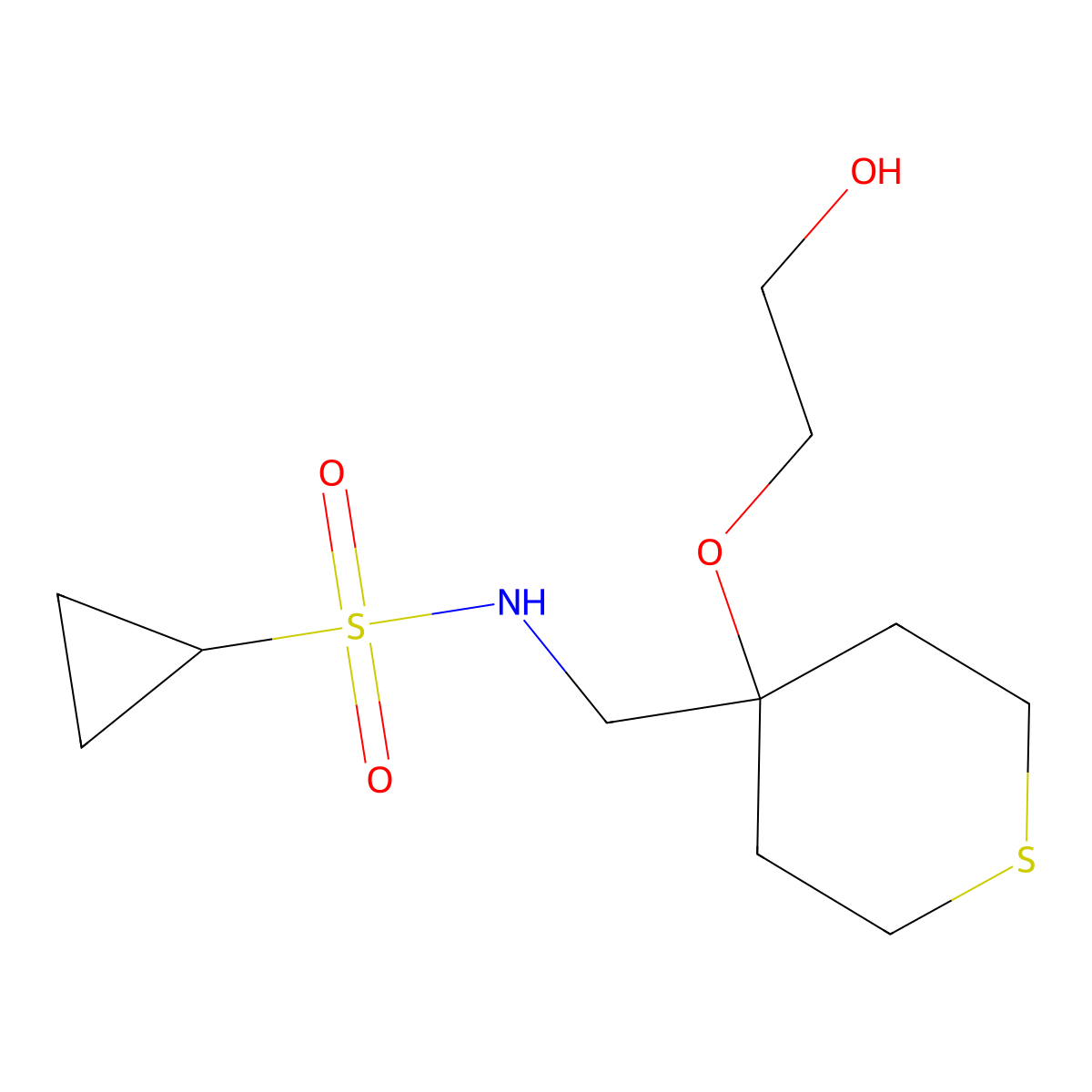 N-{[4-(2-hydroxyethoxy)thian-4-yl]methyl}cyclopropanesulfonamide molecular structure, CAS 2319850-62-7
