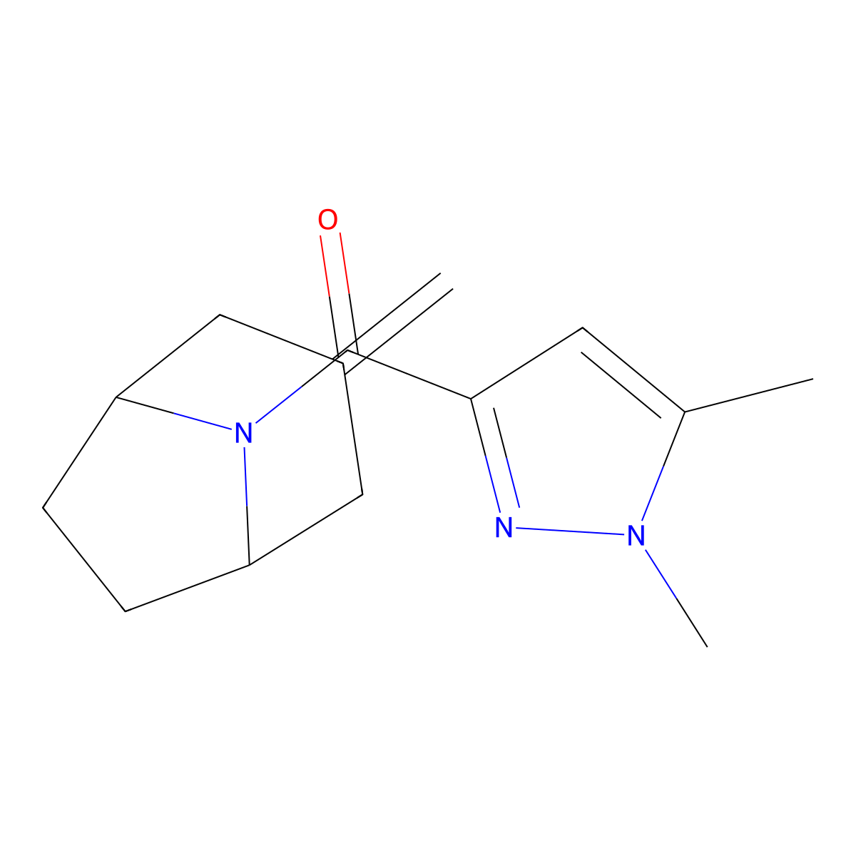 8-(1,5-dimethyl-1H-pyrazole-3-carbonyl)-3-methylidene-8-azabicyclo[3.2.1]octane molecular structure, CAS 2319850-84-3