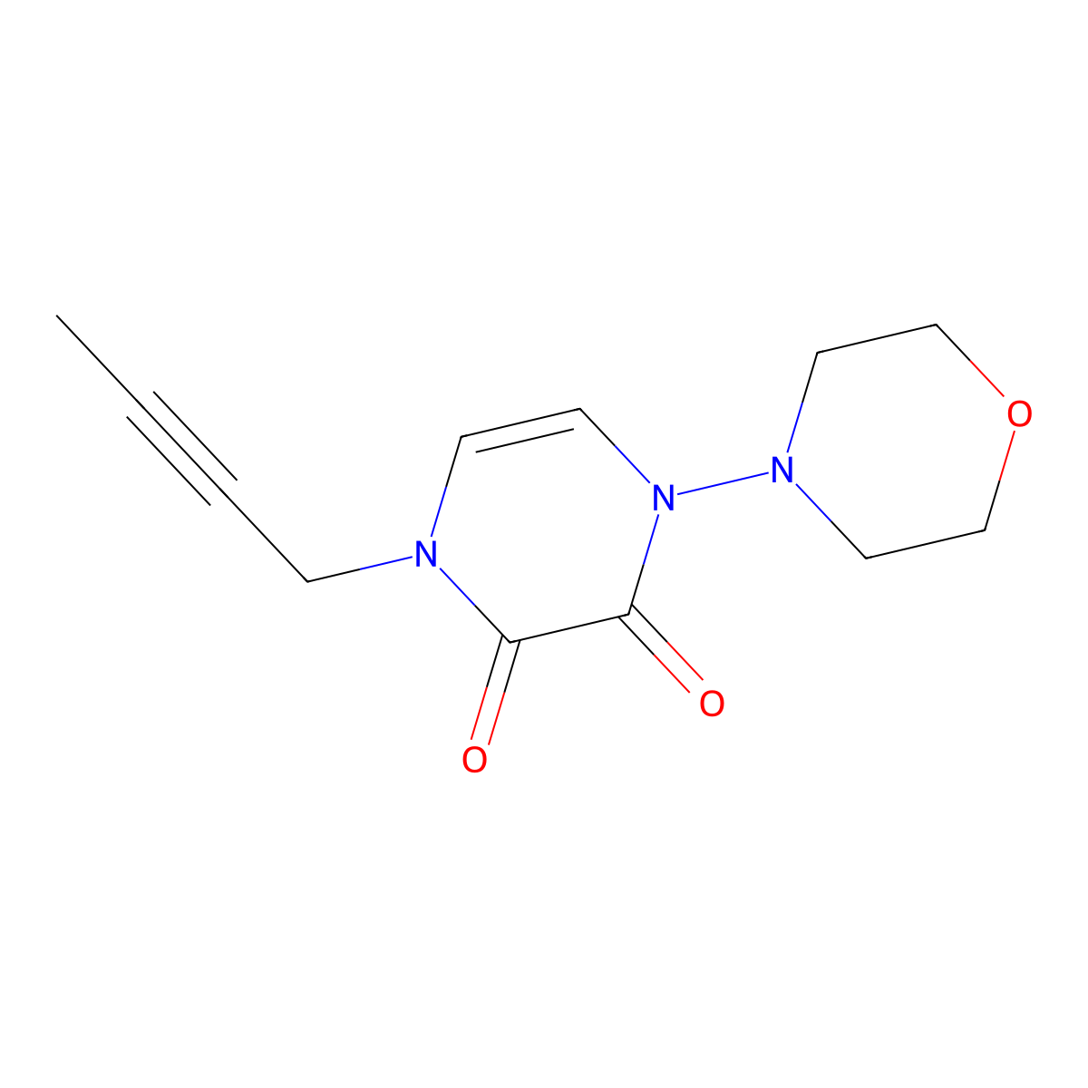1-(But-2-yn-1-yl)-4-morpholino-1,4-dihydropyrazine-2,3-dione molecular structure, CAS 2319851-01-7