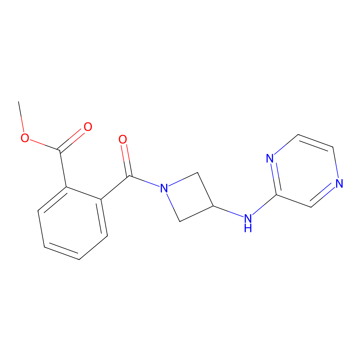 Methyl 2-(3-(pyrazin-2-ylamino)azetidine-1-carbonyl)benzoate molecular structure, CAS 2319851-07-3