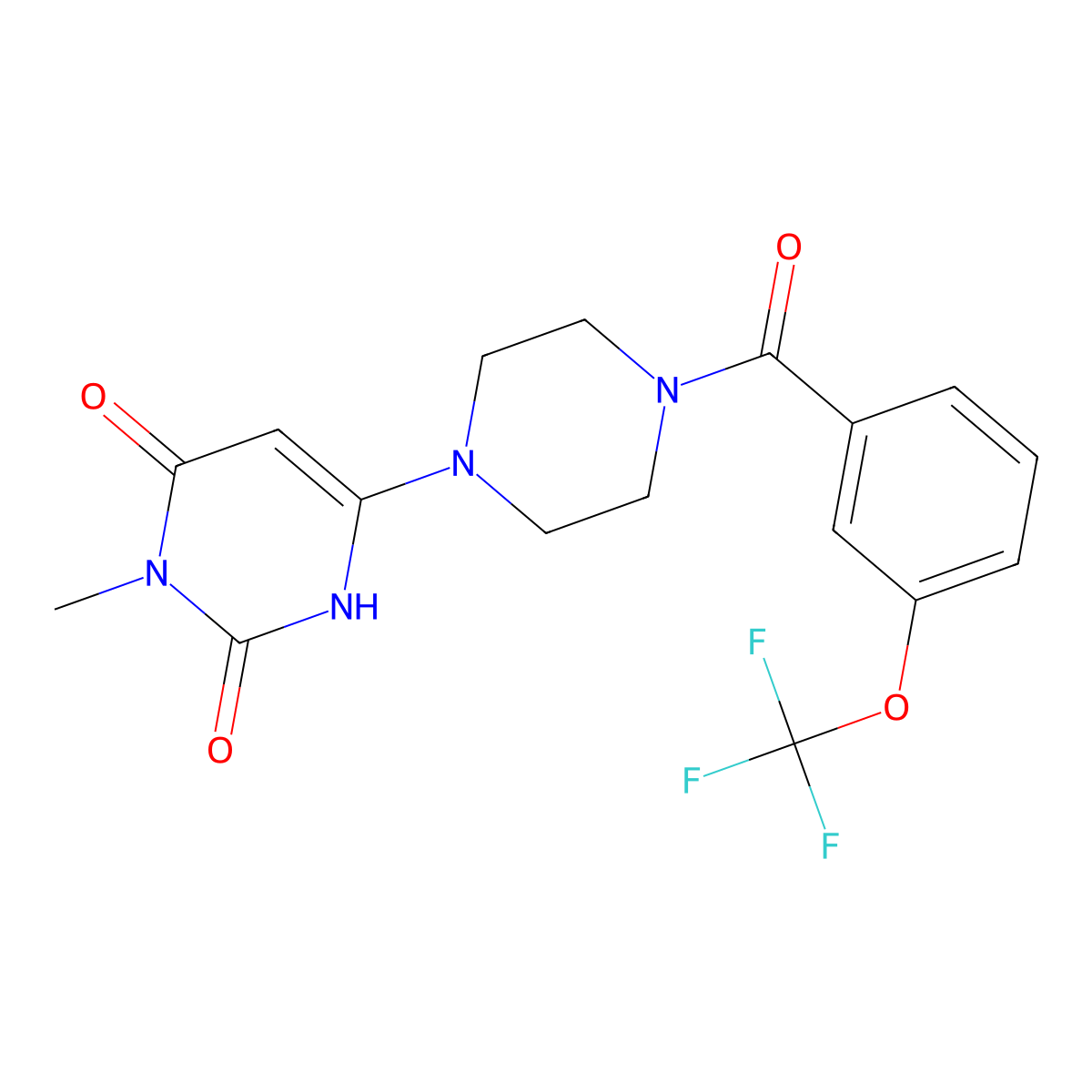 3-methyl-6-(4-(3-(trifluoromethoxy)benzoyl)piperazin-1-yl)pyrimidine-2,4(1H,3H)-dione molecular structure, CAS 2319851-09-5