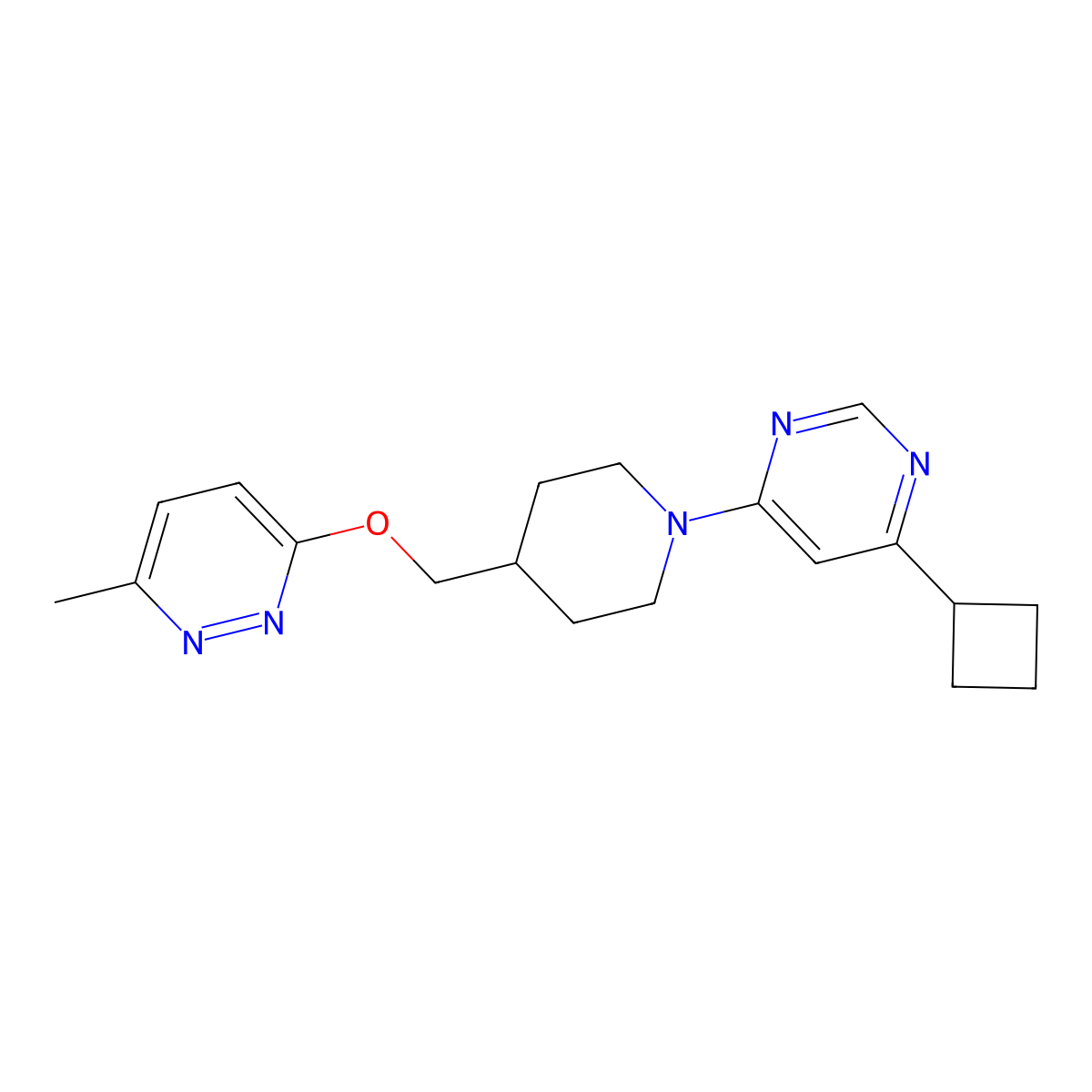 4-Cyclobutyl-6-(4-{[(6-methylpyridazin-3-yl)oxy]methyl}piperidin-1-yl)pyrimidine molecular structure, CAS 2319851-25-5