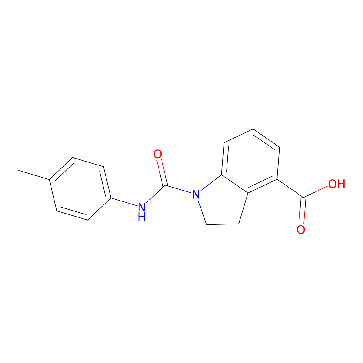 1-(p-Tolylcarbamoyl)indoline-4-carboxylic acid molecular structure, CAS 2319851-53-9
