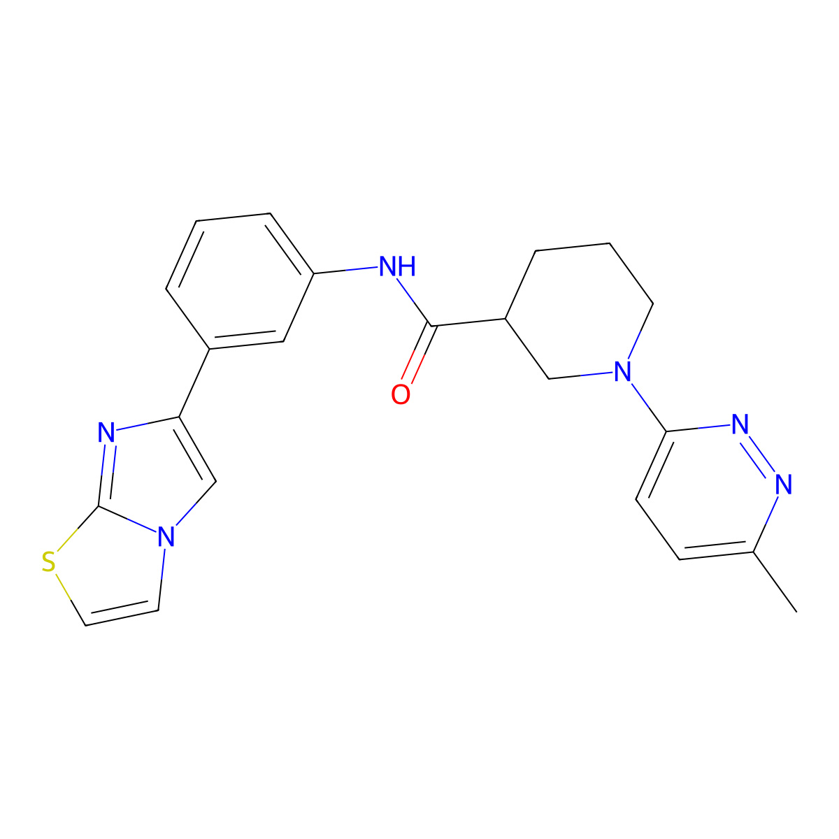 N-(3-(imidazo[2,1-b]thiazol-6-yl)phenyl)-1-(6-methylpyridazin-3-yl)piperidine-3-carboxamide molecular structure, CAS 2319851-61-9