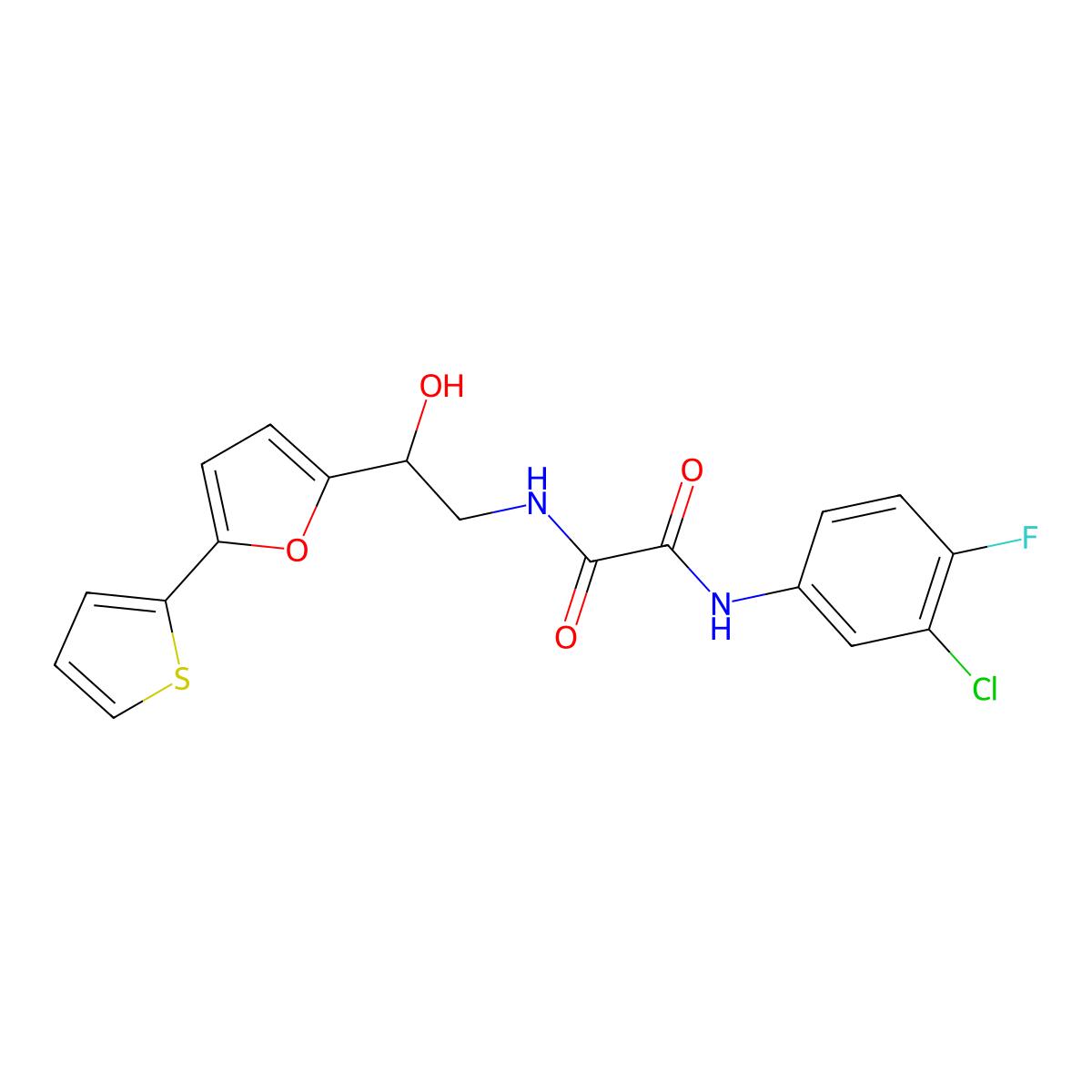N'-(3-chloro-4-fluorophenyl)-N-{2-hydroxy-2-[5-(thiophen-2-yl)furan-2-yl]ethyl}ethanediamide molecular structure, CAS 2319851-82-4