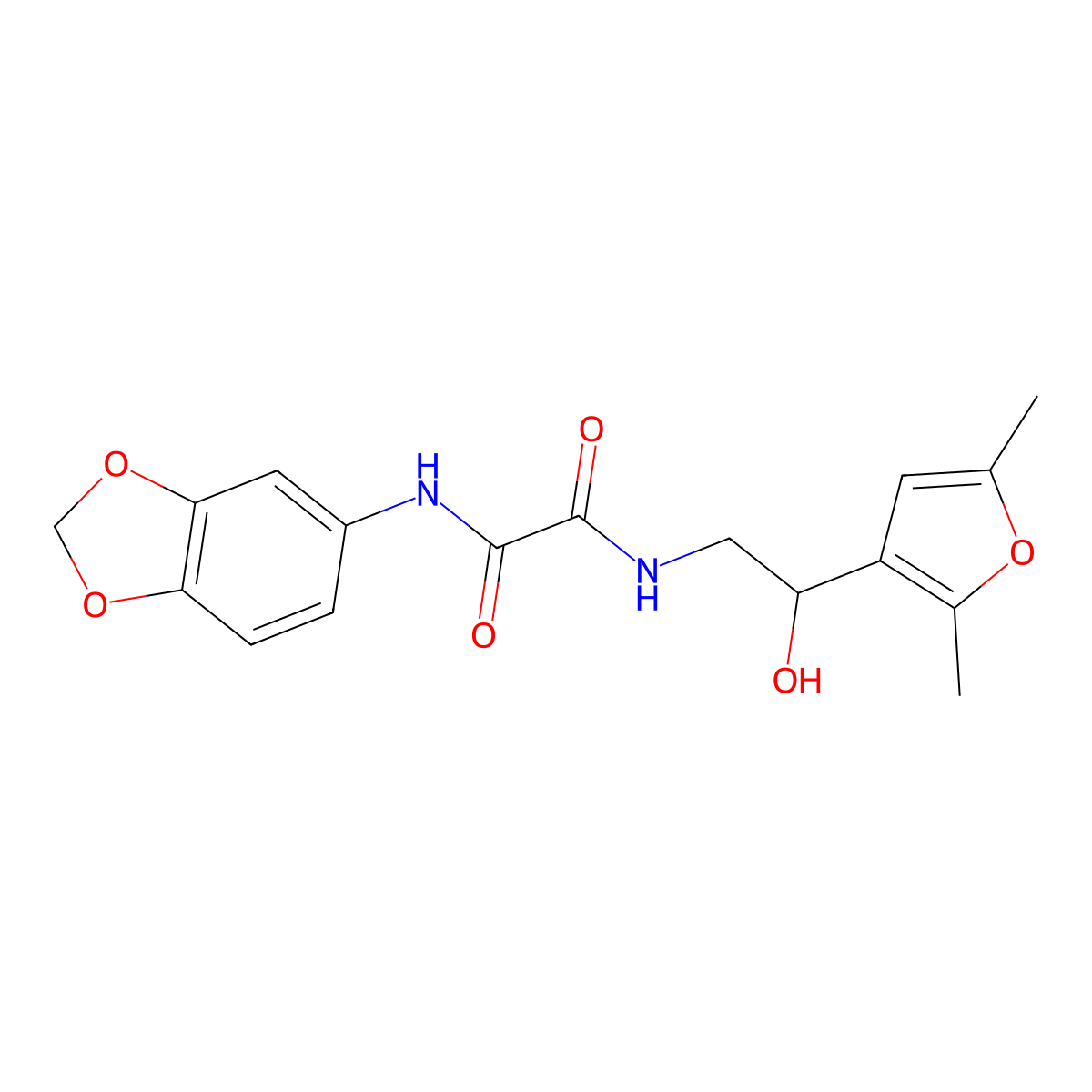 N'-(2H-1,3-benzodioxol-5-yl)-N-[2-(2,5-dimethylfuran-3-yl)-2-hydroxyethyl]ethanediamide molecular structure, CAS 2319852-26-9