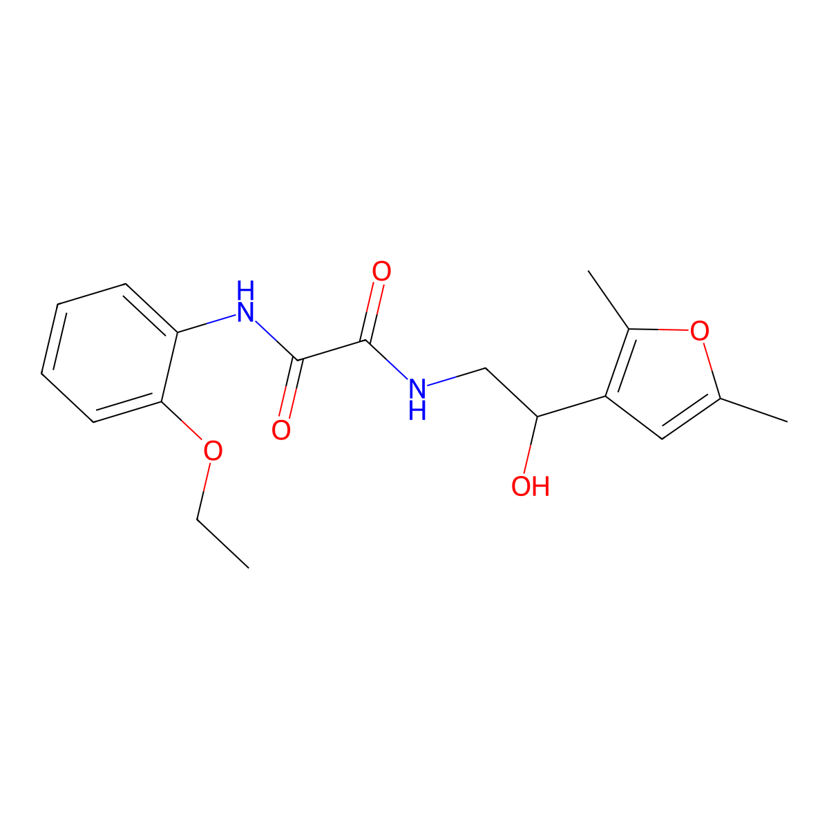 N-[2-(2,5-dimethylfuran-3-yl)-2-hydroxyethyl]-N'-(2-ethoxyphenyl)ethanediamide molecular structure, CAS 2319852-48-5