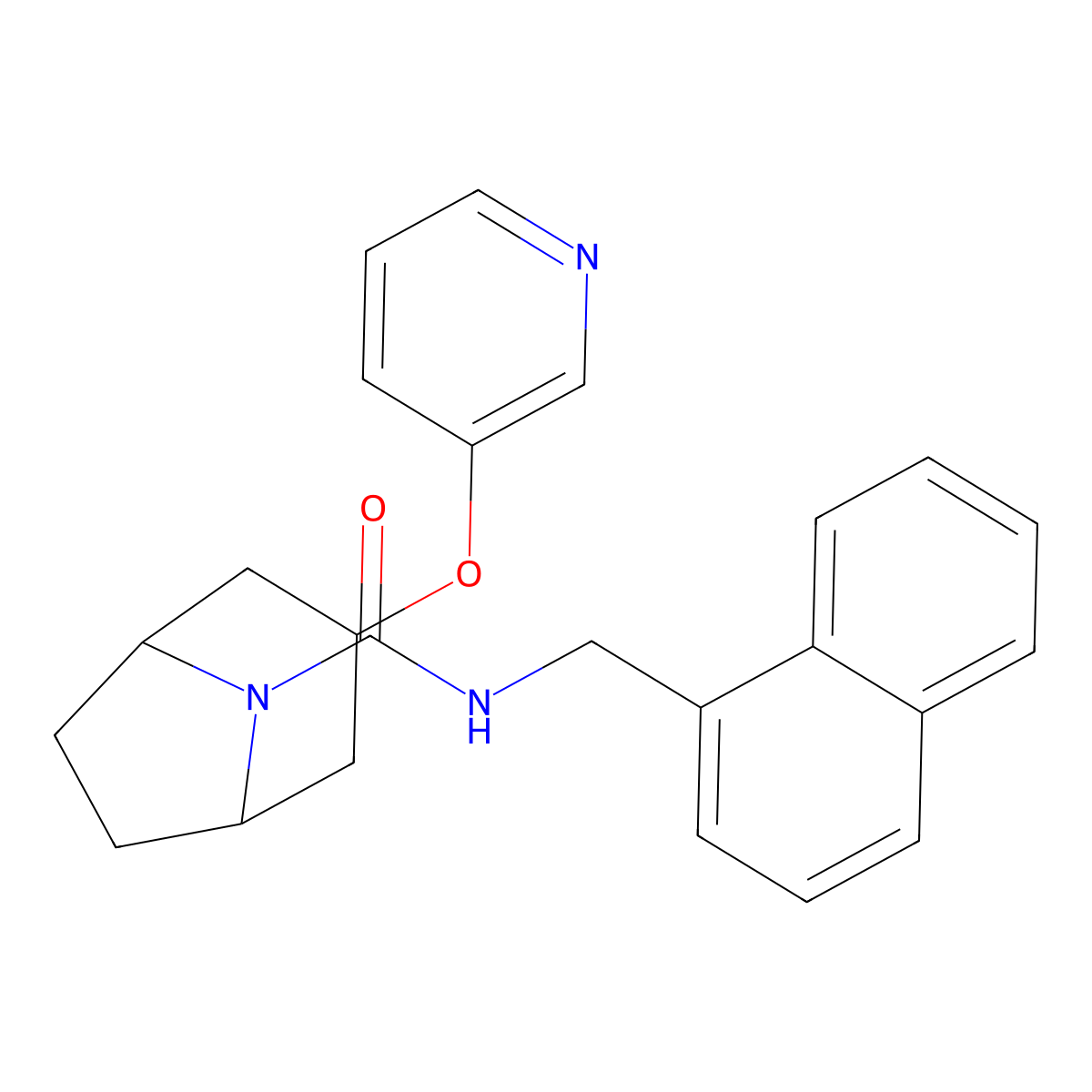 N-[(naphthalen-1-yl)methyl]-3-(pyridin-3-yloxy)-8-azabicyclo[3.2.1]octane-8-carboxamide molecular structure, CAS 2319852-59-8