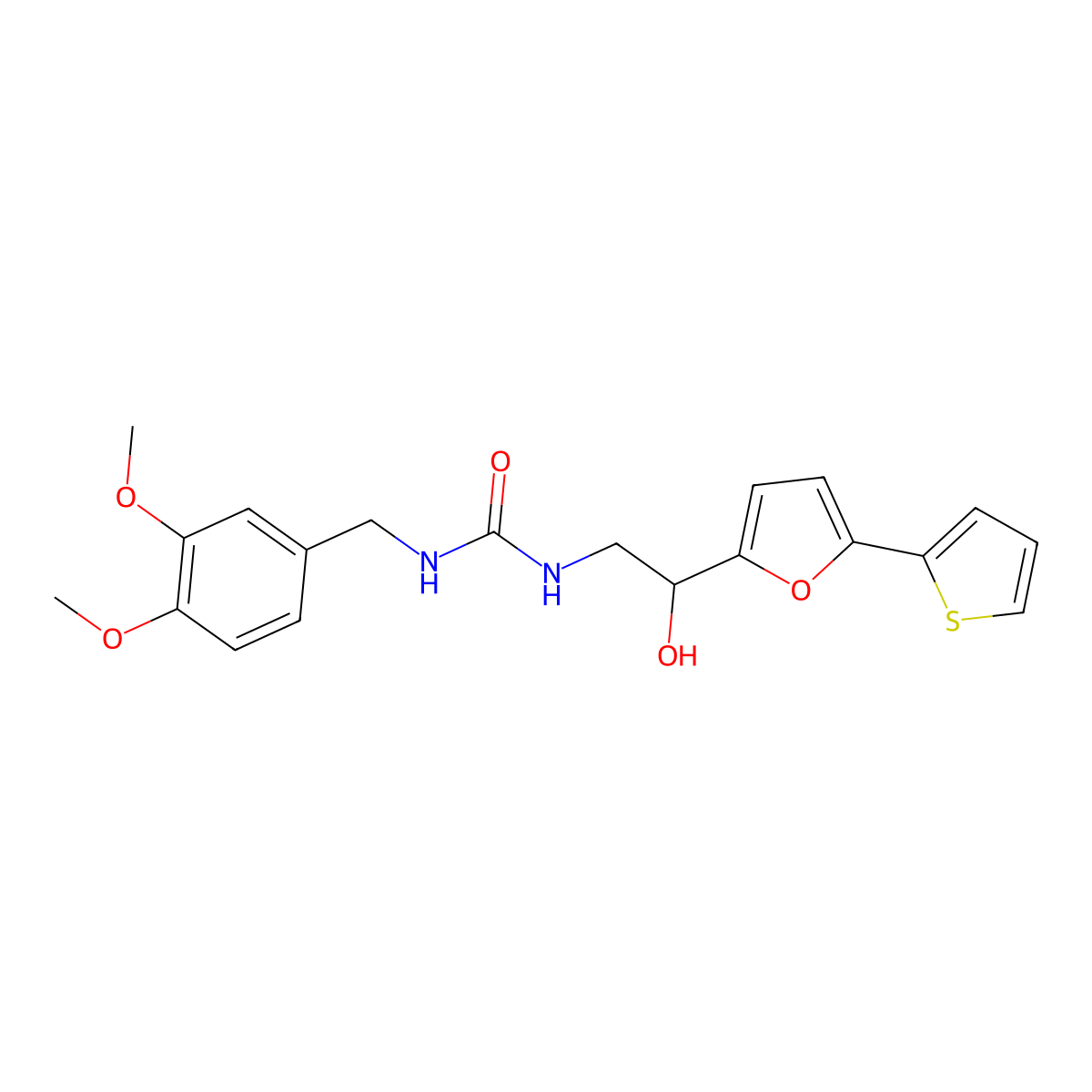 1-[(3,4-Dimethoxyphenyl)methyl]-3-{2-hydroxy-2-[5-(thiophen-2-yl)furan-2-yl]ethyl}urea molecular structure, CAS 2319852-70-3