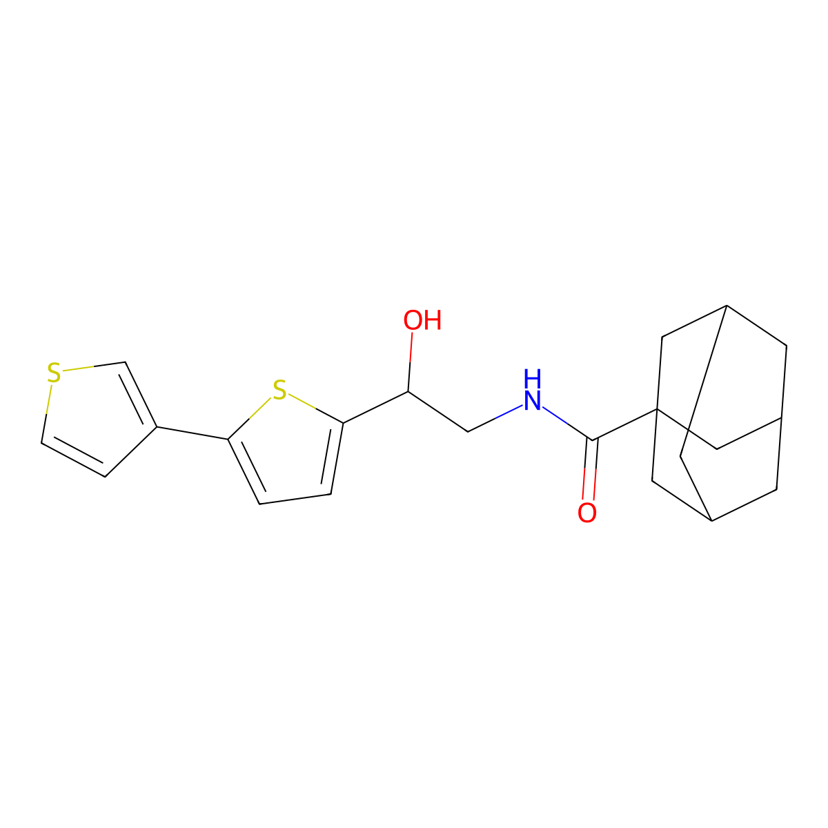 N-(2-{[2,3'-bithiophene]-5-yl}-2-hydroxyethyl)adamantane-1-carboxamide molecular structure, CAS 2319853-08-0