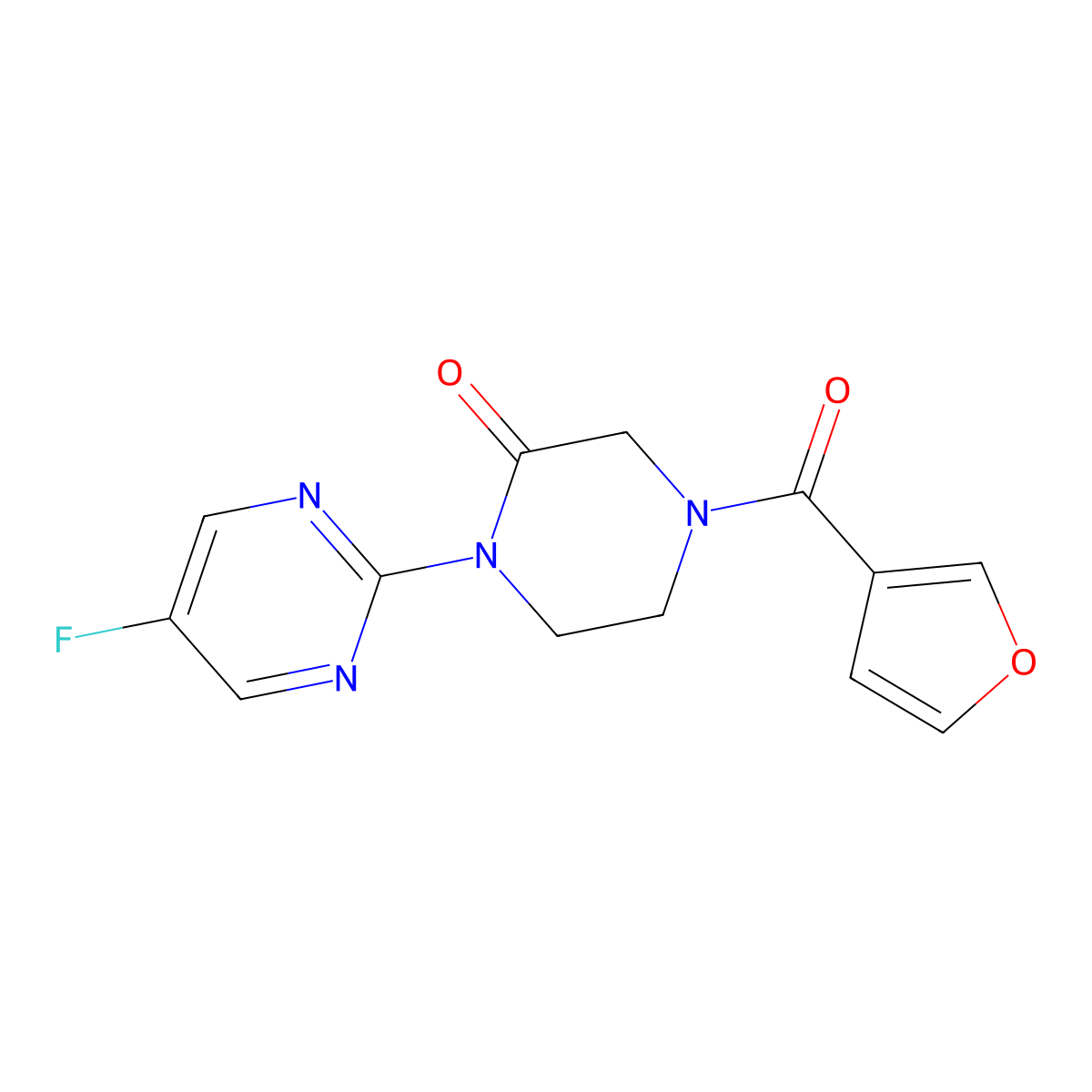 1-(5-Fluoropyrimidin-2-yl)-4-(furan-3-carbonyl)piperazin-2-one molecular structure, CAS 2319854-16-3