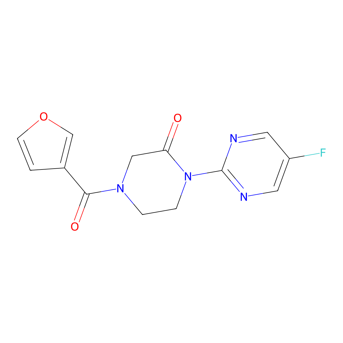 1-(5-Fluoropyrimidin-2-yl)-4-(furan-3-carbonyl)piperazin-2-one molecular structure, CAS 2319854-16-3