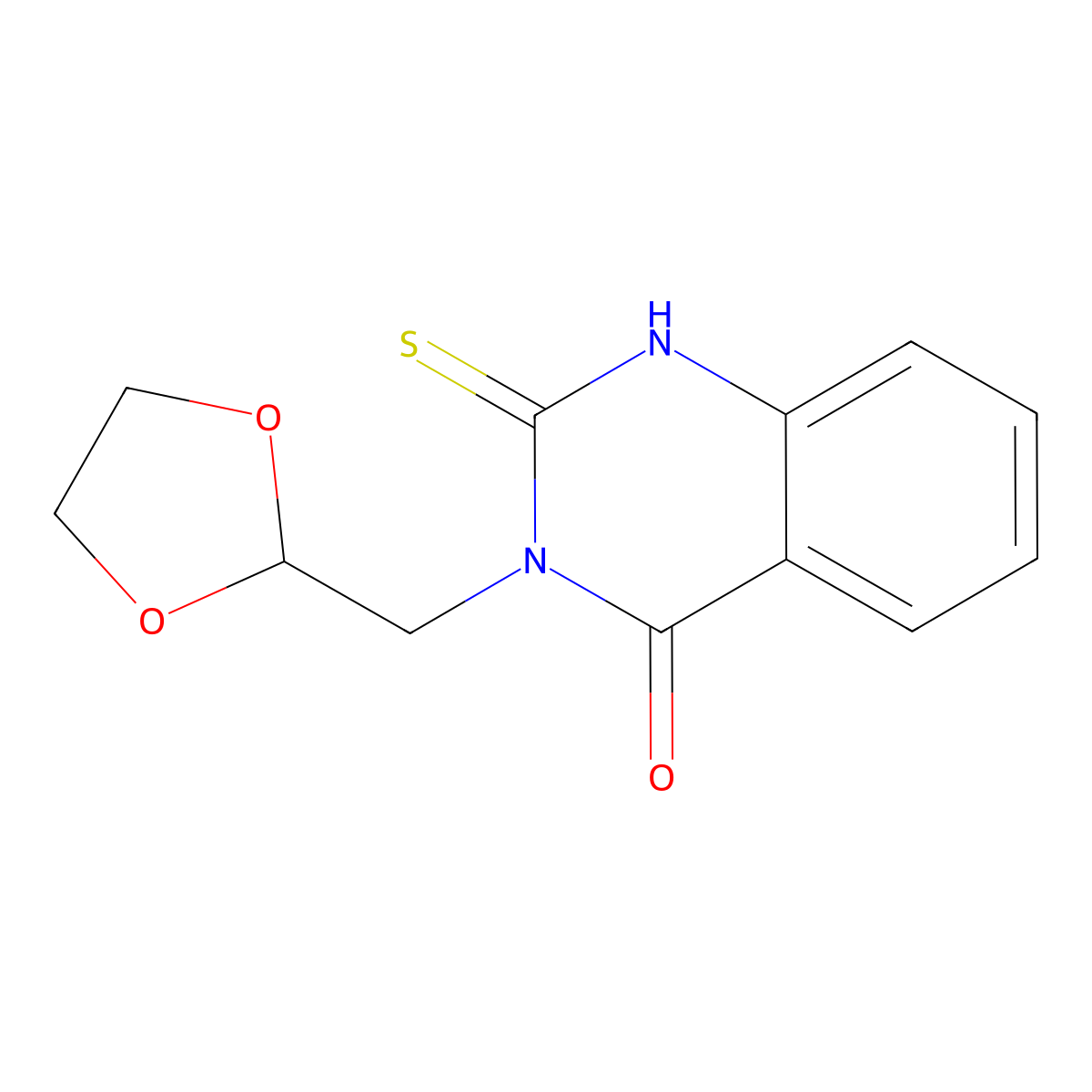 3-((1,3-dioxolan-2-yl)methyl)-2-thioxo-2,3-dihydroquinazolin-4(1H)-one molecular structure, CAS 2319873-81-7