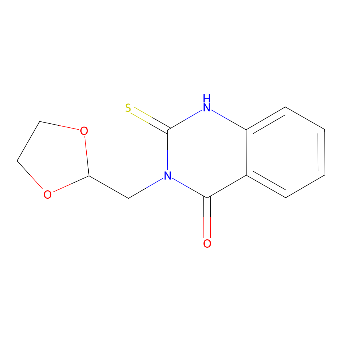 3-((1,3-dioxolan-2-yl)methyl)-2-thioxo-2,3-dihydroquinazolin-4(1H)-one molecular structure, CAS 2319873-81-7