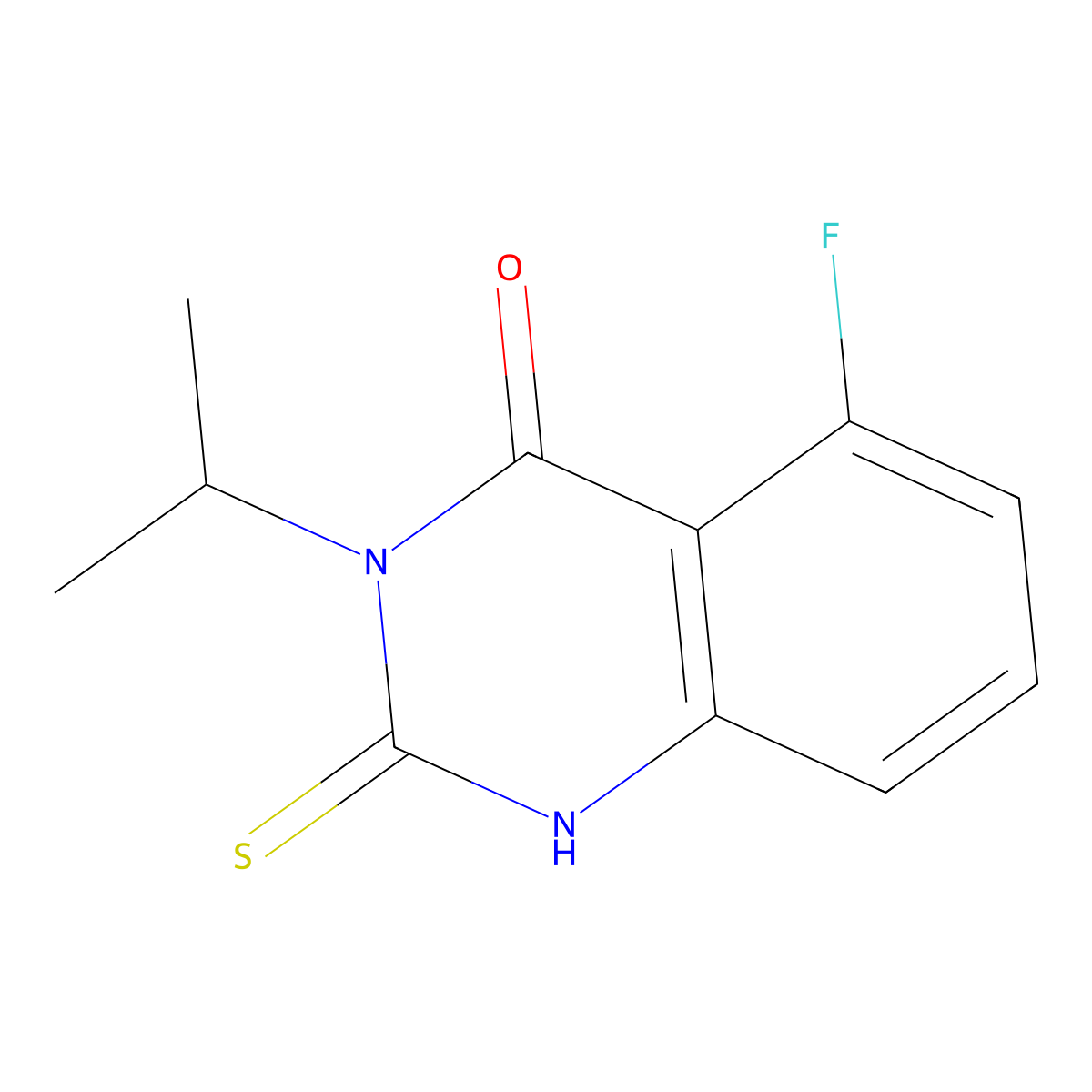 5-Fluoro-3-(propan-2-yl)-2-sulfanylidene-1,2,3,4-tetrahydroquinazolin-4-one molecular structure, CAS 2319873-98-6