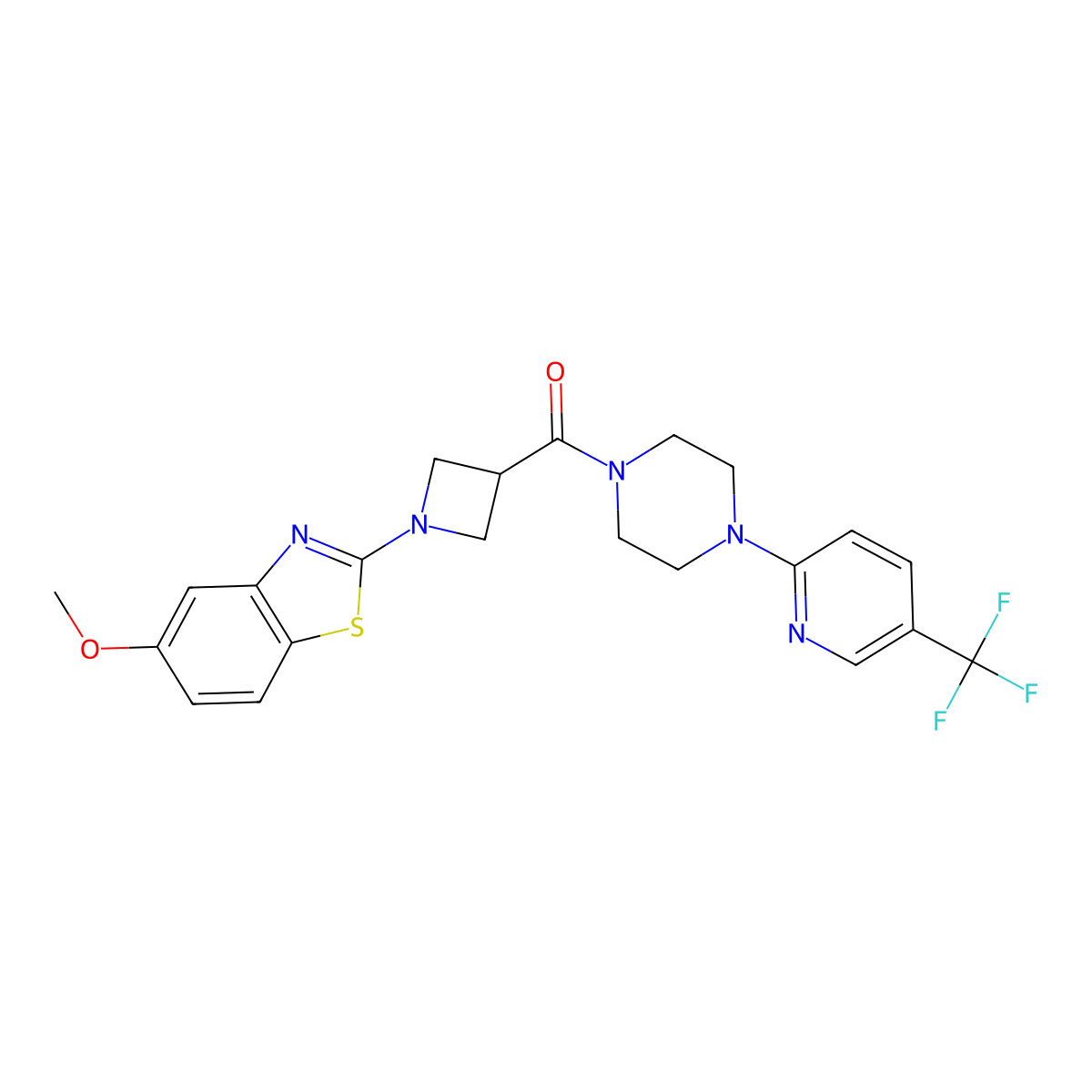 (1-(5-Methoxybenzo[d]thiazol-2-yl)azetidin-3-yl)(4-(5-(trifluoromethyl)pyridin-2-yl)piperazin-1-yl)methanone molecular structure, CAS 2319874-19-4