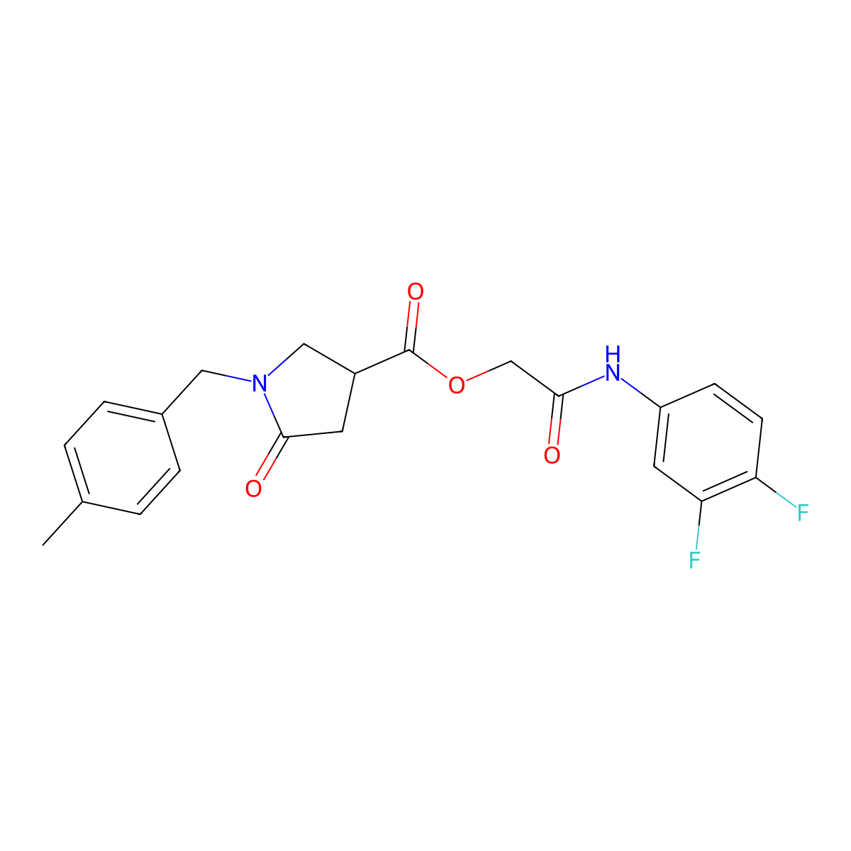 [(3,4-Difluorophenyl)carbamoyl]methyl 1-[(4-methylphenyl)methyl]-5-oxopyrrolidine-3-carboxylate molecular structure, CAS 2319874-32-1