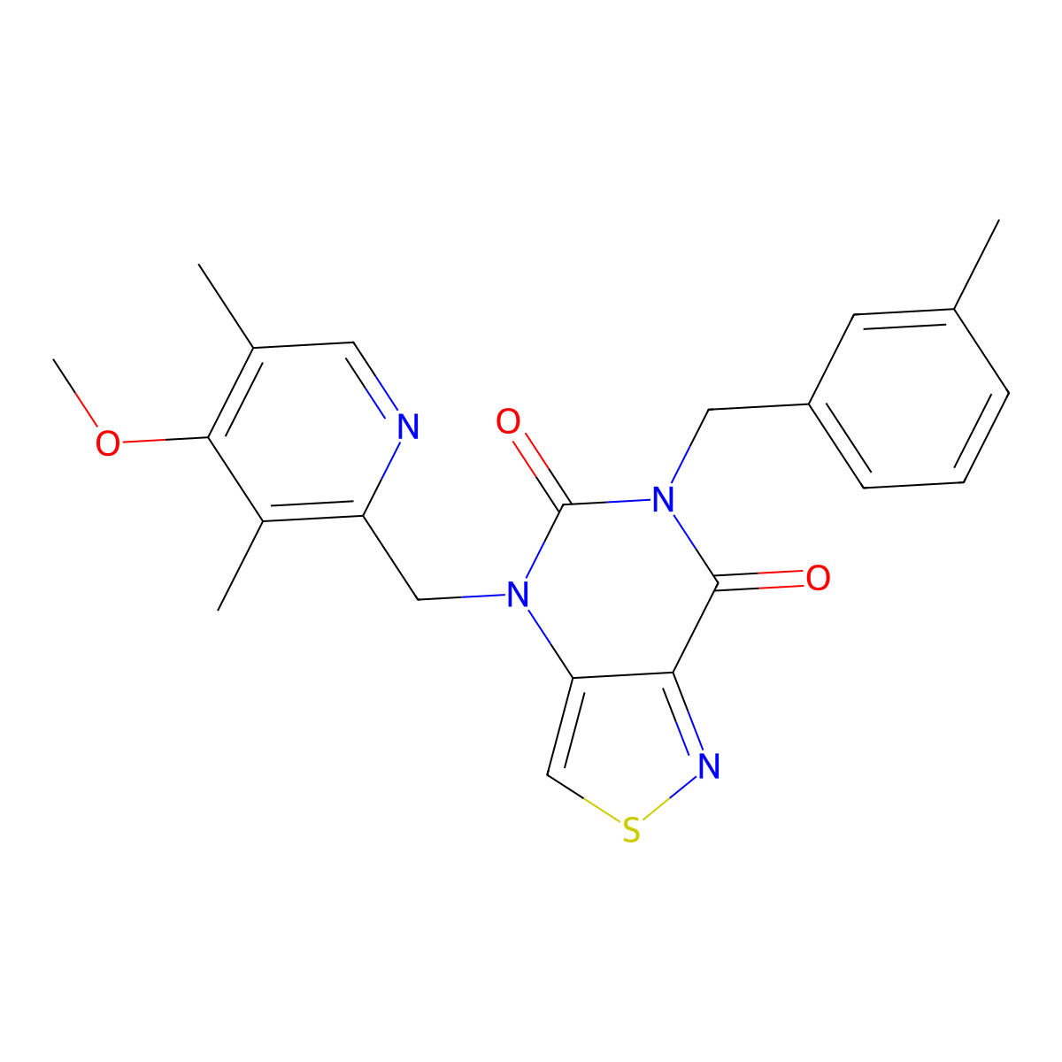 4-((4-methoxy-3,5-dimethylpyridin-2-yl)methyl)-6-(3-methylbenzyl)isothiazolo[4,3-d]pyrimidine-5,7(4H,6H)-dione molecular structure, CAS 2319874-43-4