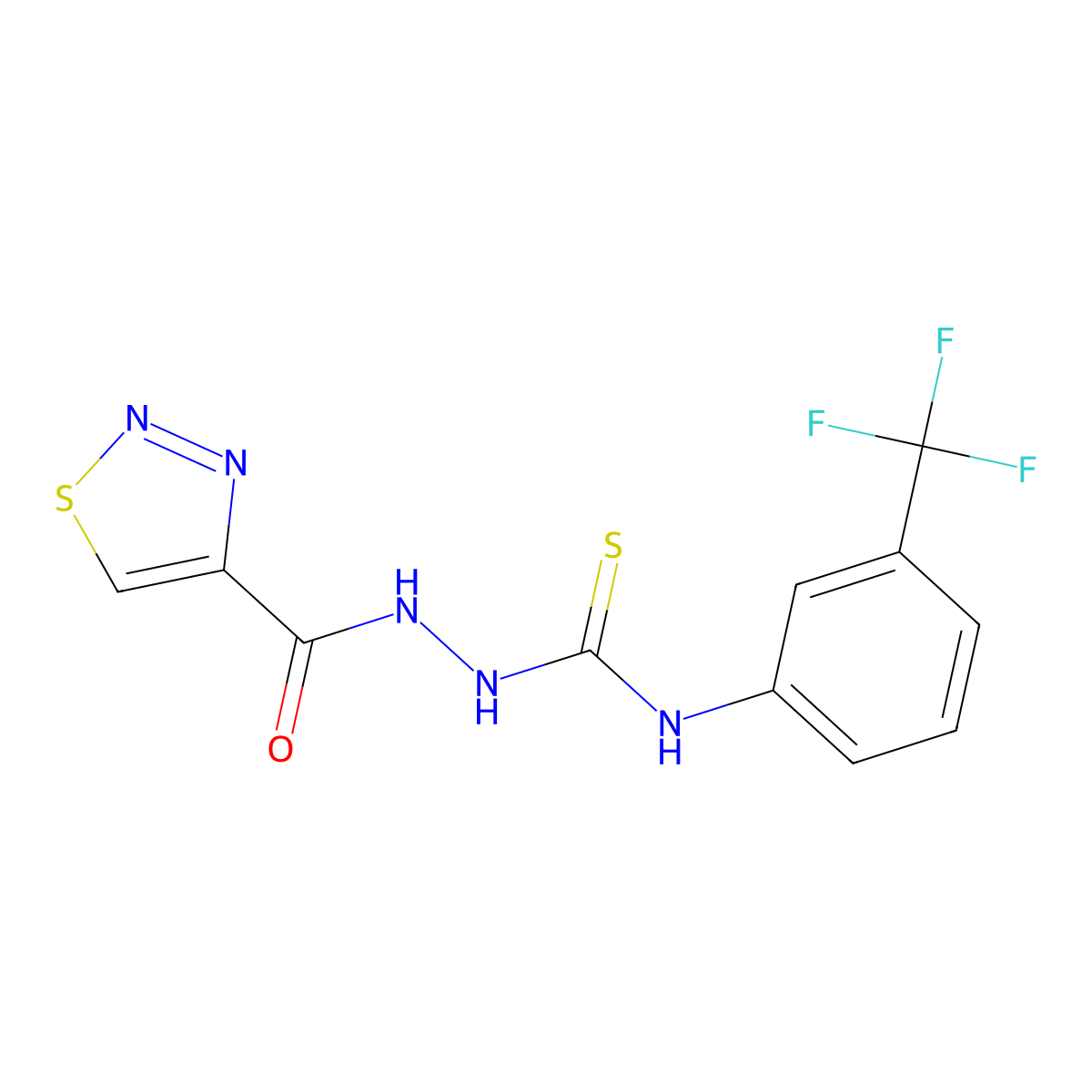 N-({[3-(trifluoromethyl)phenyl]carbamothioyl}amino)-1,2,3-thiadiazole-4-carboxamide molecular structure, CAS 2319874-78-5