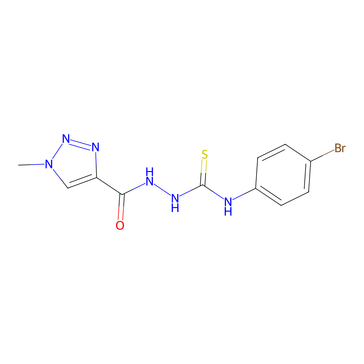 N-{[(4-bromophenyl)carbamothioyl]amino}-1-methyl-1H-1,2,3-triazole-4-carboxamide molecular structure, CAS 2319874-86-5