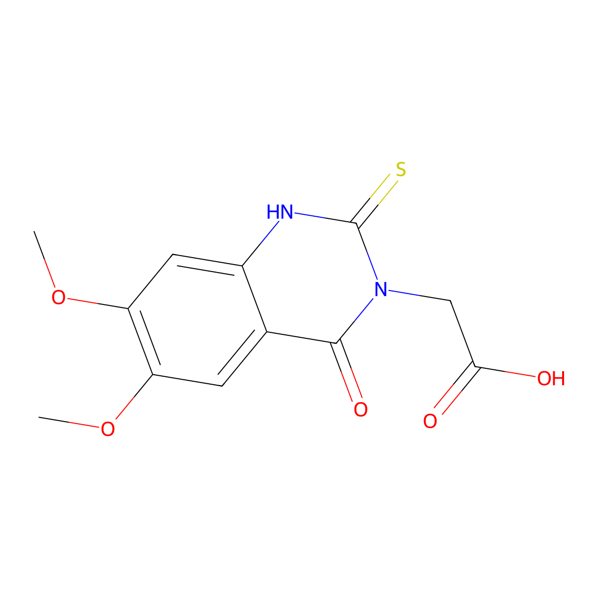 2-(6,7-Dimethoxy-4-oxo-2-sulfanylidene-1,2,3,4-tetrahydroquinazolin-3-yl)acetic acid molecular structure, CAS 2319874-90-1