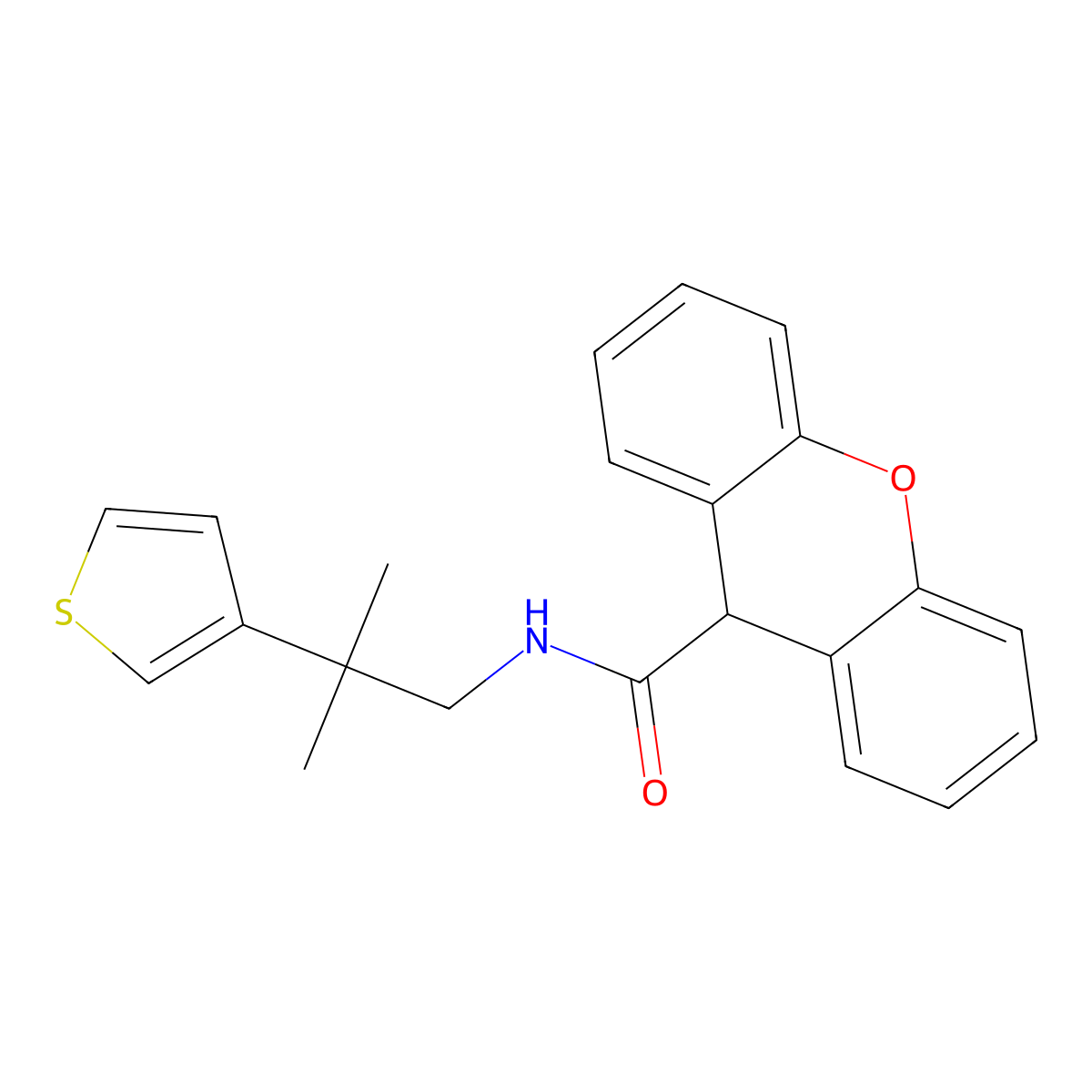 N-(2-methyl-2-(thiophen-3-yl)propyl)-9H-xanthene-9-carboxamide molecular structure, CAS 2319874-97-8